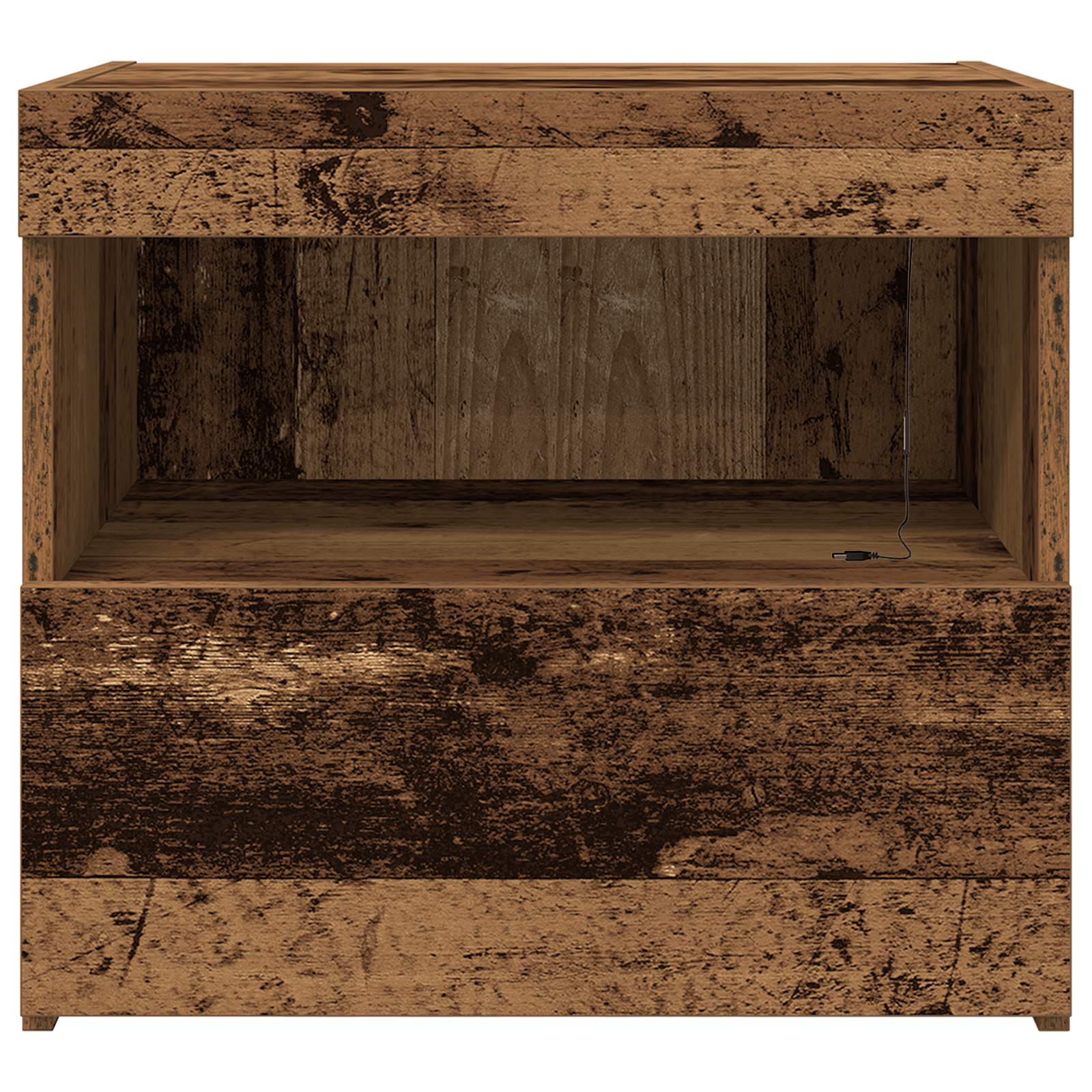 Noptiera cu lumini LED, lemn vechi, 50x40x45 cm — imaginea 6