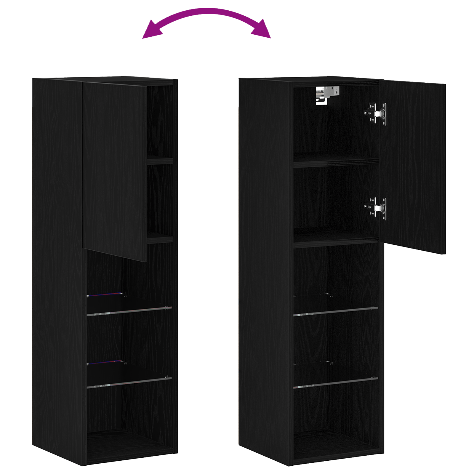 Dulap TV cu LED, stejar negru, 30,5x30x102 cm, lemn prelucrat — imaginea 11