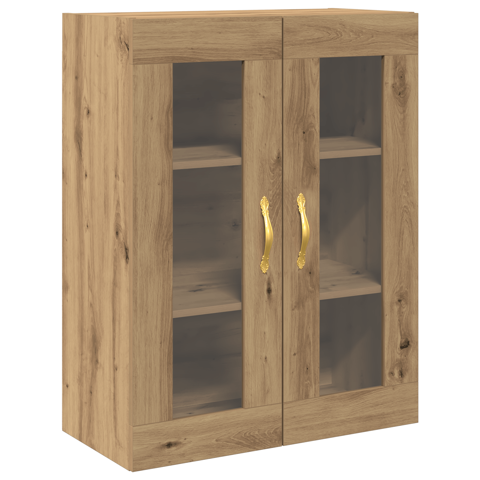 Dulap suspendat usi din sticla, stejar artizanal, 69,5x34x90 cm — imaginea 2