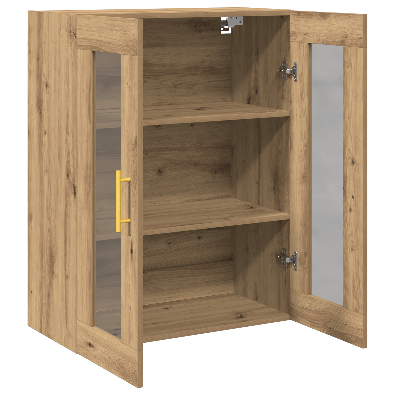 Dulap de perete, usi din sticla, stejar artizanal 69,5x34x90 cm — imaginea 5