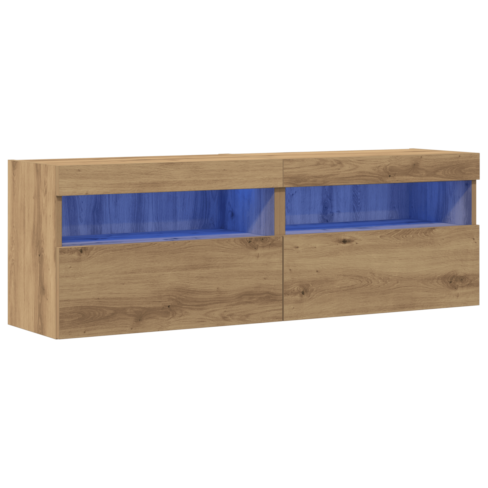 Dulap TV de perete cu LED, 2 buc., stejar artizanal 60x30x40 cm — imaginea 2