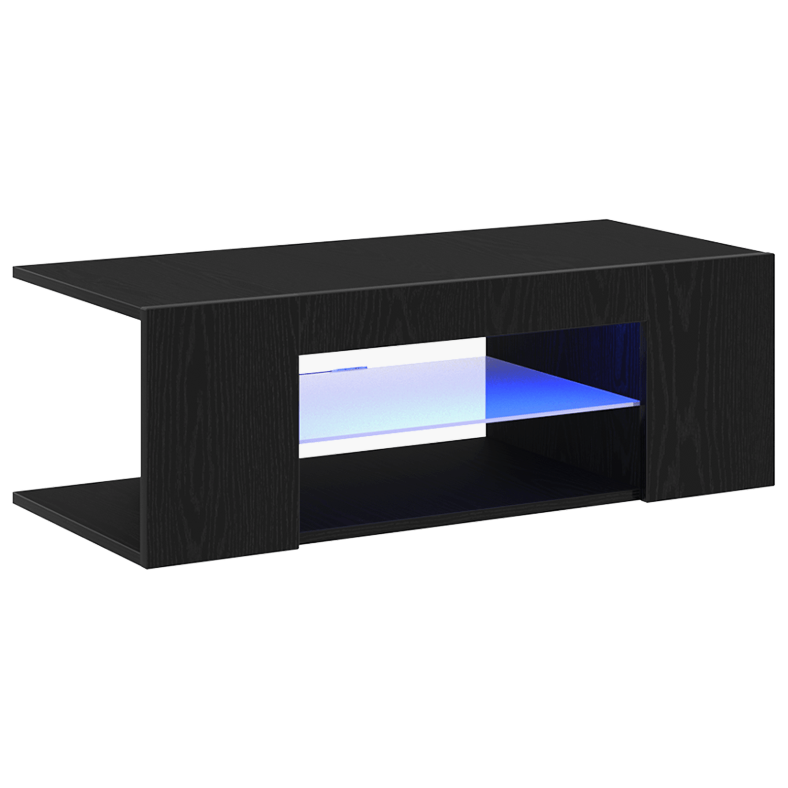 Cabina TV cu lumini LED, Stejar Negru, 90x39x30 cm, Lemn prelucrat — imaginea 2
