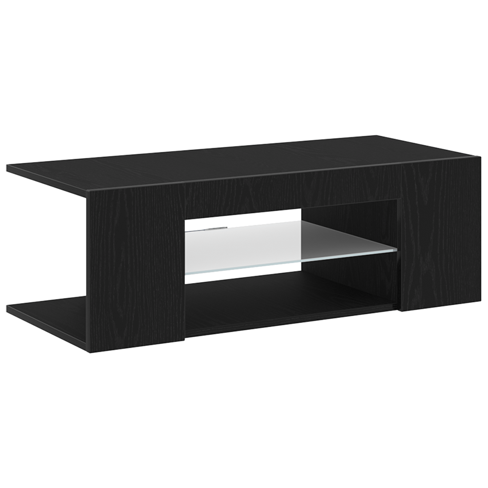 Cabina TV cu lumini LED, Stejar Negru, 90x39x30 cm, Lemn prelucrat — imaginea 4