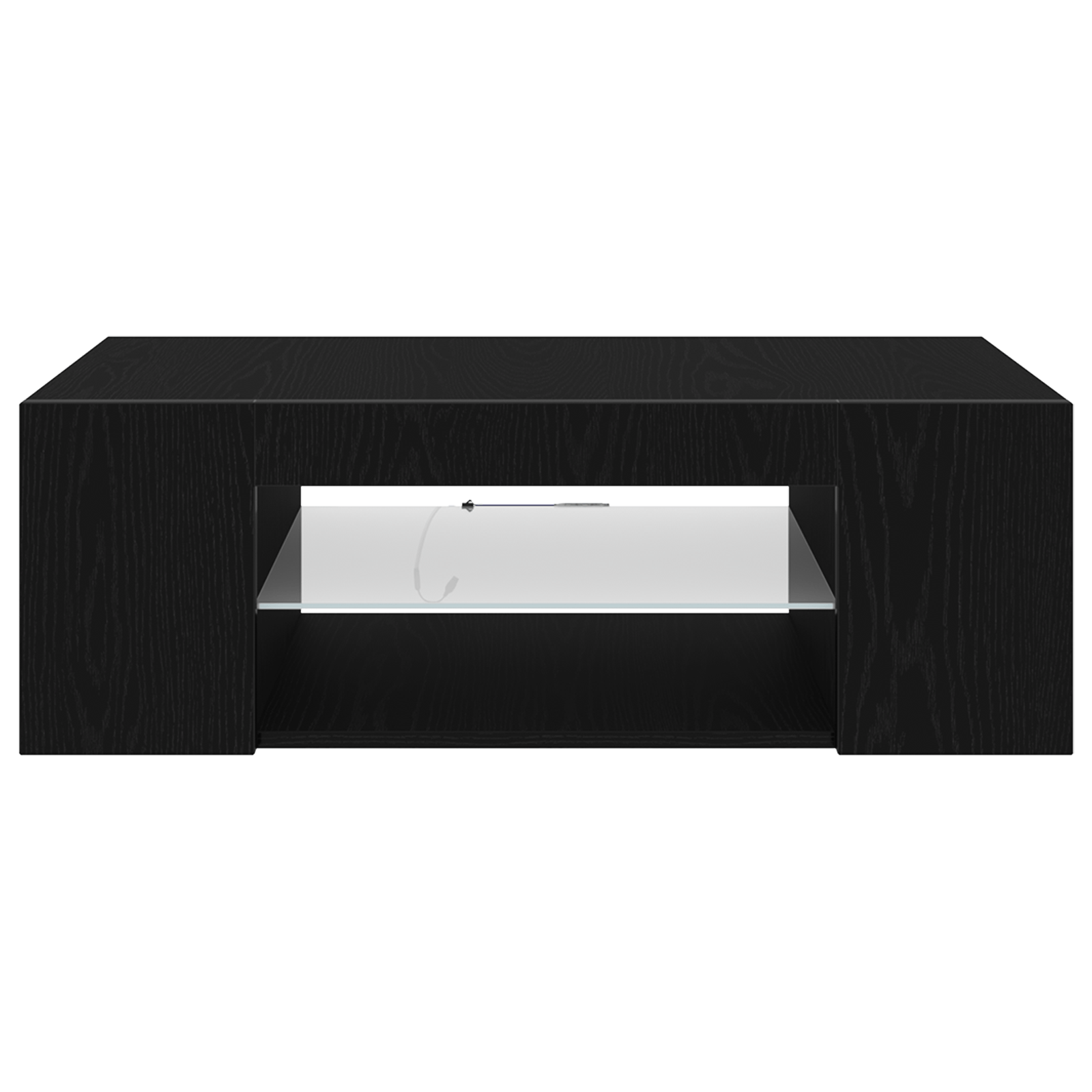 Cabina TV cu lumini LED, Stejar Negru, 90x39x30 cm, Lemn prelucrat — imaginea 6