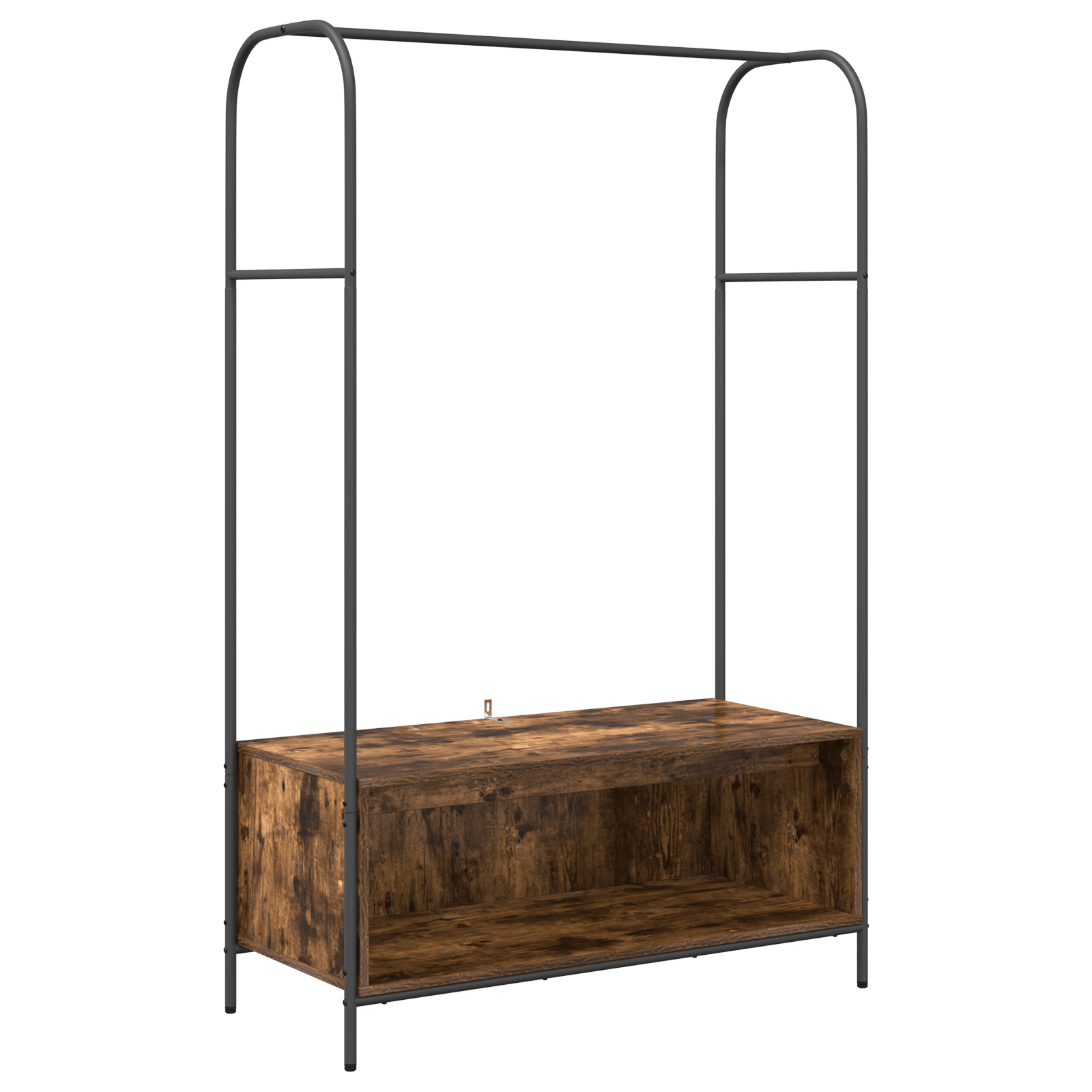 Suport pentru haine cu rafturi din stejar fumuriu 100x44x160 cm — imaginea 2
