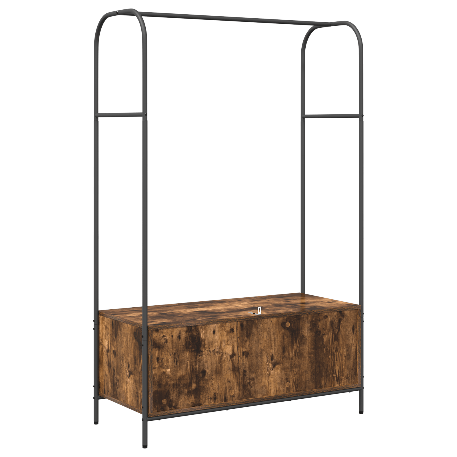 Suport pentru haine cu rafturi din stejar fumuriu 100x44x160 cm — imaginea 7
