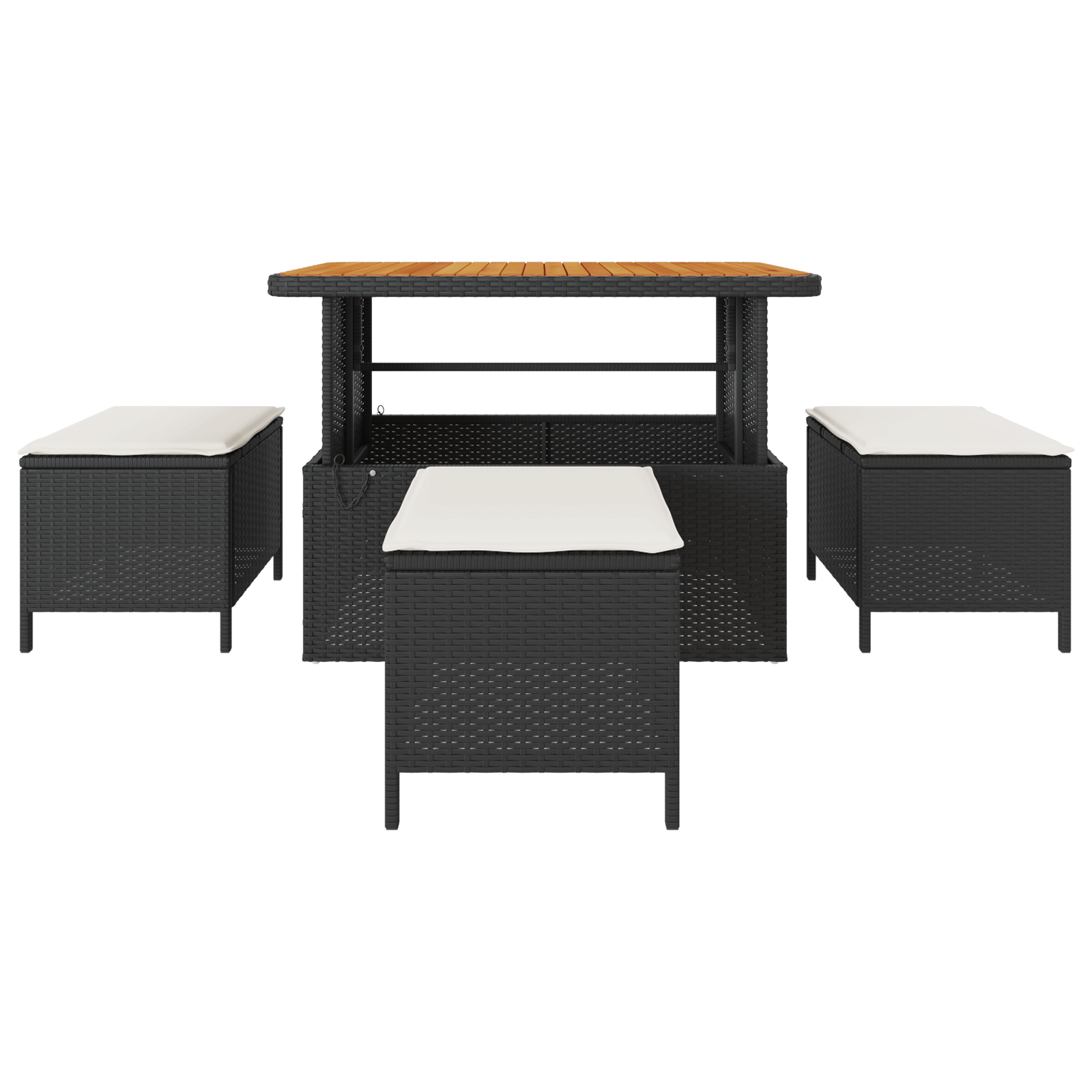 Set mobilier gradina, 4 piese, perne negre, poliratan & acacia — imaginea 7
