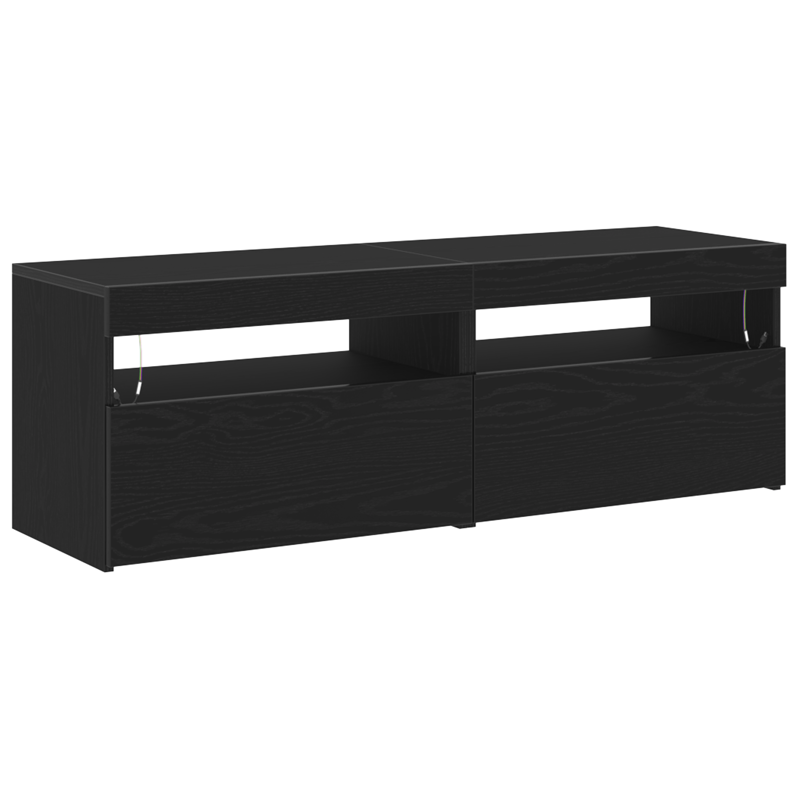 Biblioteca TV cu Lumini LED 2 buc Negru Stejar 60x35x40 cm Lemn prelucrat — imaginea 2