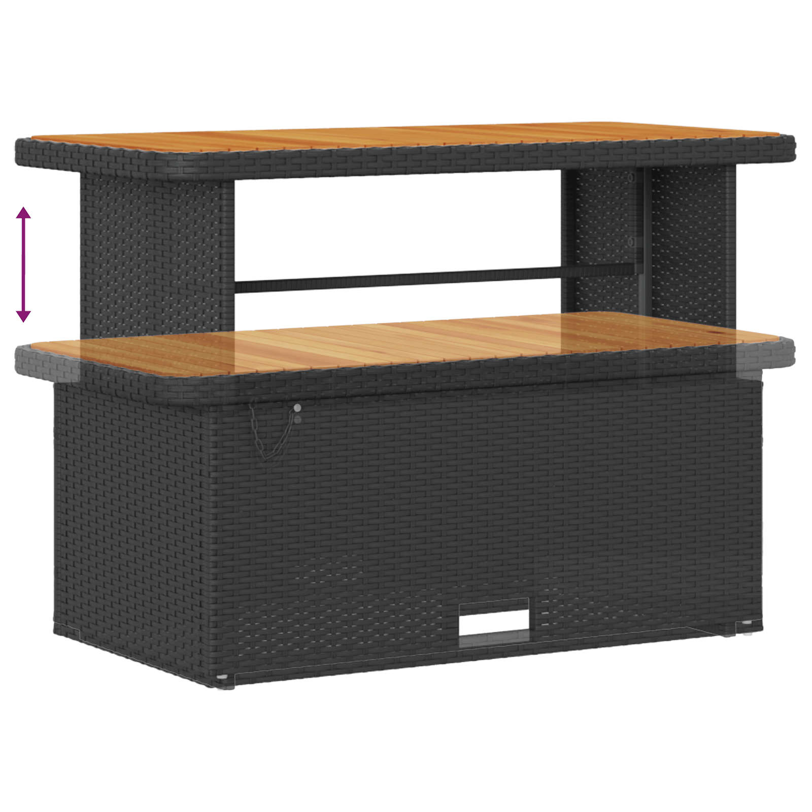 Set mobilier gradina, 4 piese, perne negre, poliratan & acacia — imaginea 11