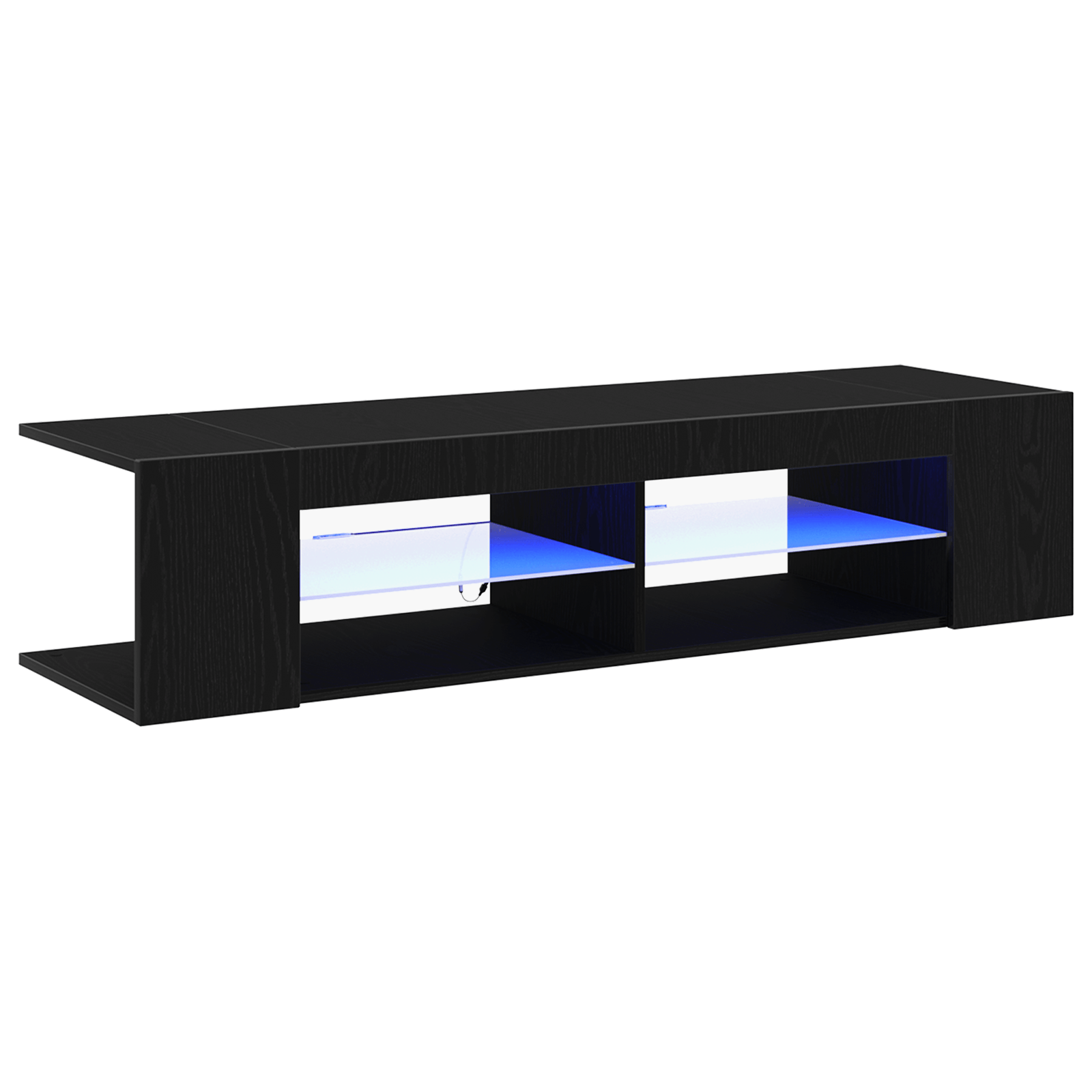 Dulap TV cu lumini LED, stejar negru, 135x39x30cm, lemn prelucrat — imaginea 2