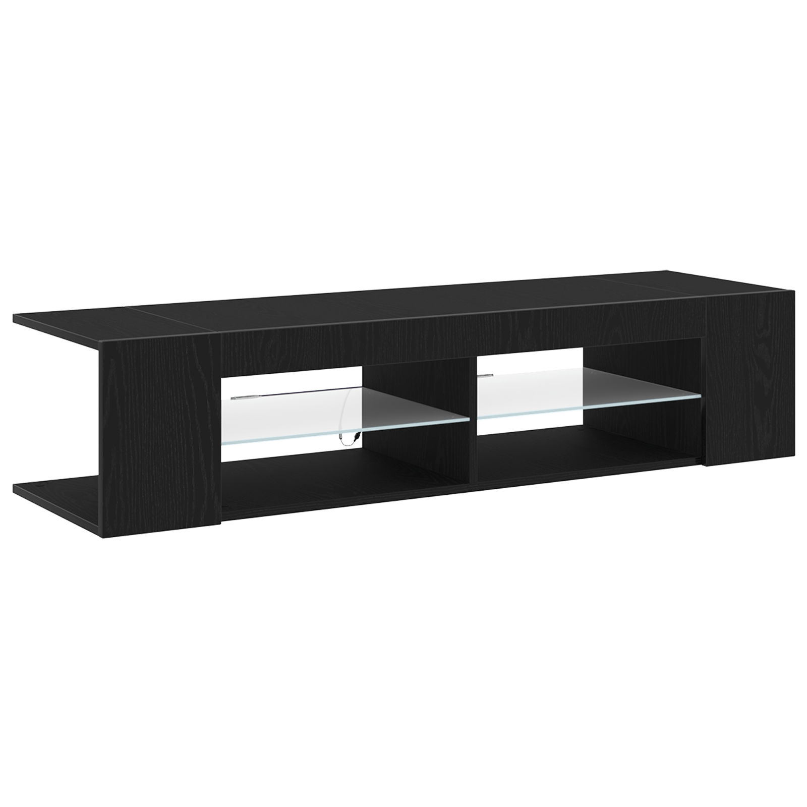 Dulap TV cu lumini LED, stejar negru, 135x39x30cm, lemn prelucrat — imaginea 4