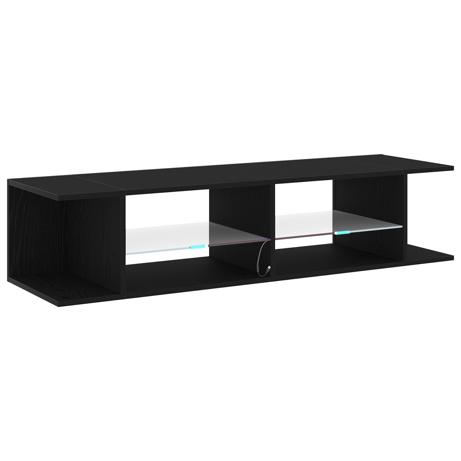 Dulap TV cu lumini LED, stejar negru, 135x39x30cm, lemn prelucrat — imaginea 5