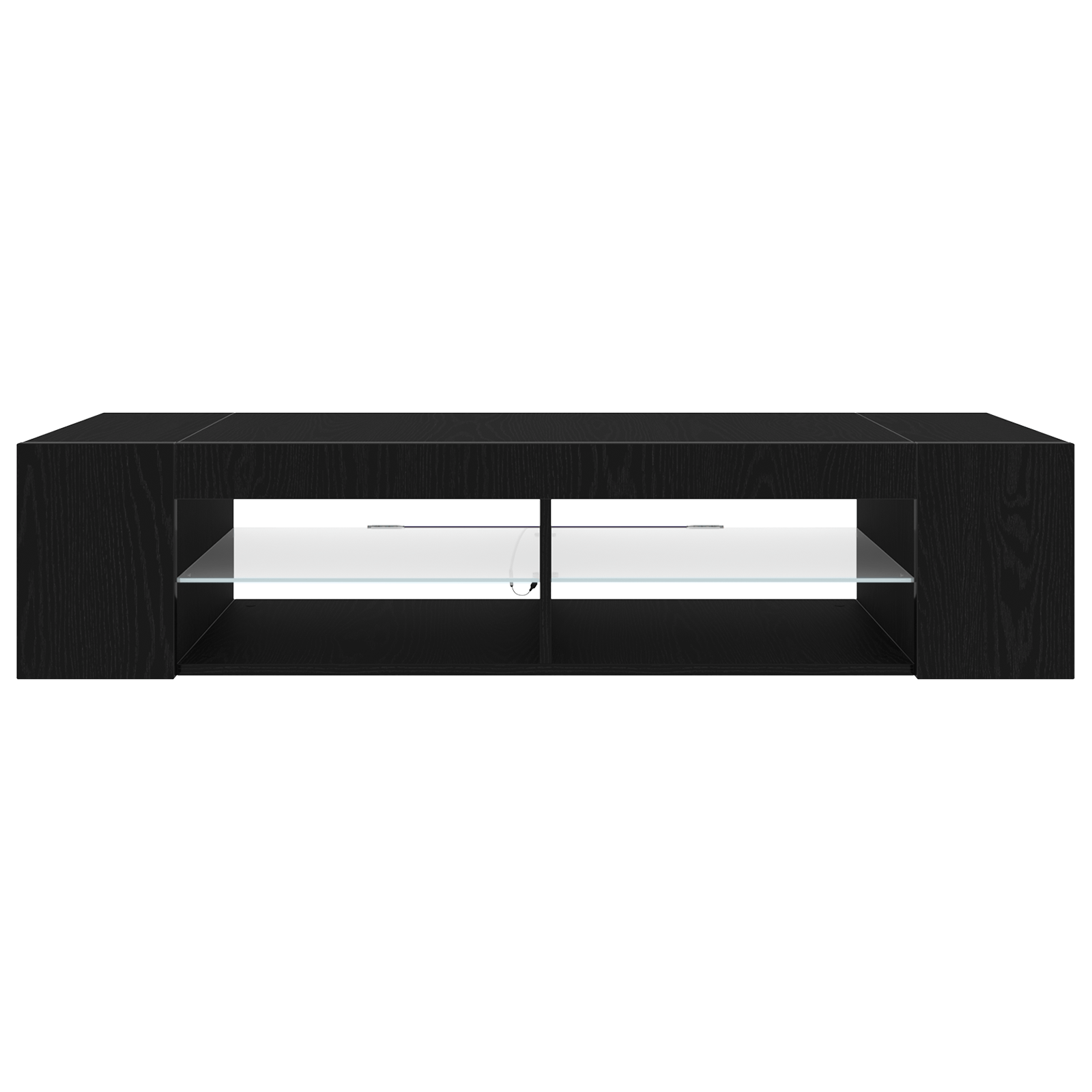 Dulap TV cu lumini LED, stejar negru, 135x39x30cm, lemn prelucrat — imaginea 6