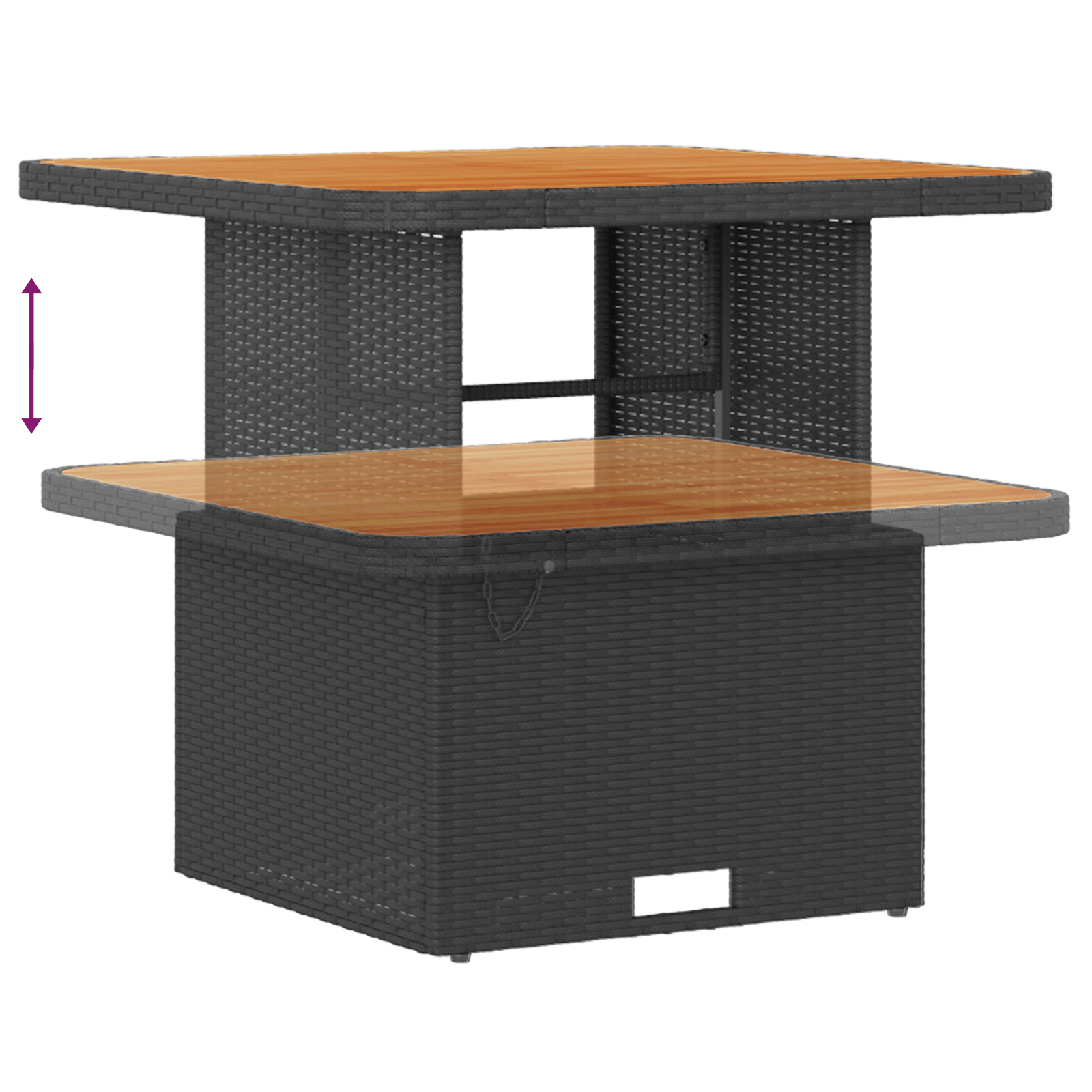 Set mobilier gradina, 3 piese, perne negre, poliratan & acacia — imaginea 11