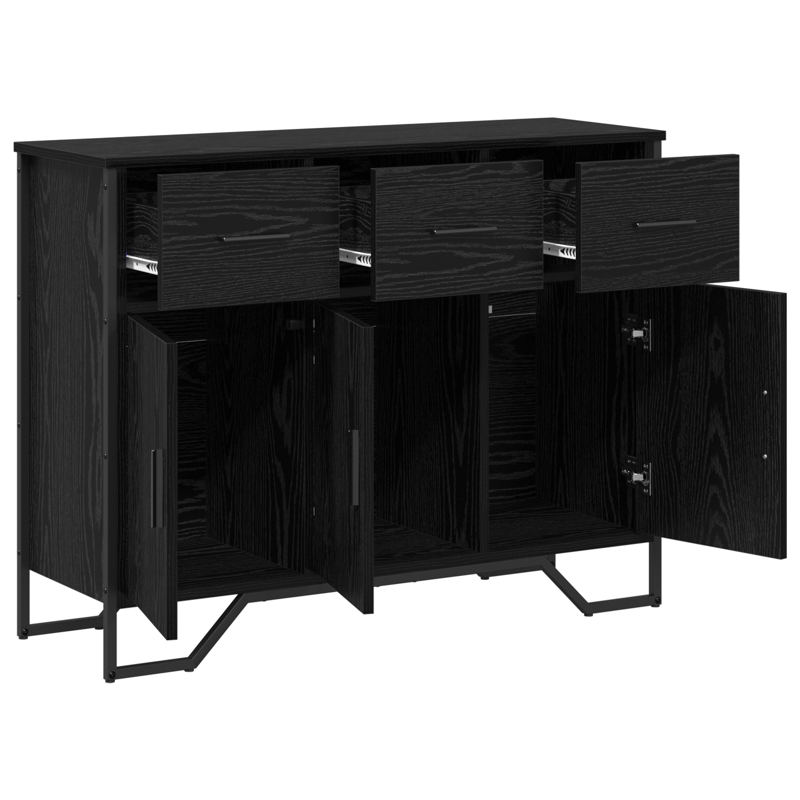 Bufet din stejar negru 97x32.5x74.5 cm Lemn prelucrat — imaginea 5
