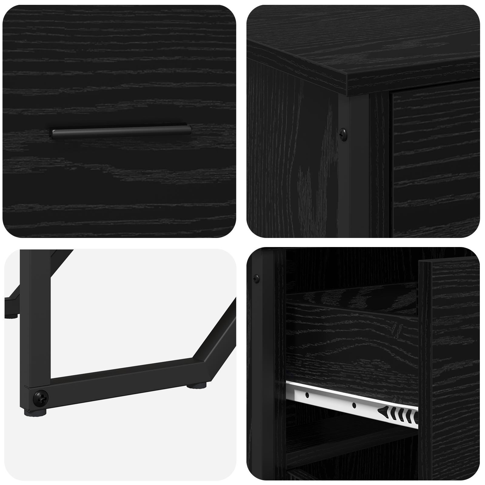 Bufet din stejar negru 97x32.5x74.5 cm Lemn prelucrat — imaginea 9