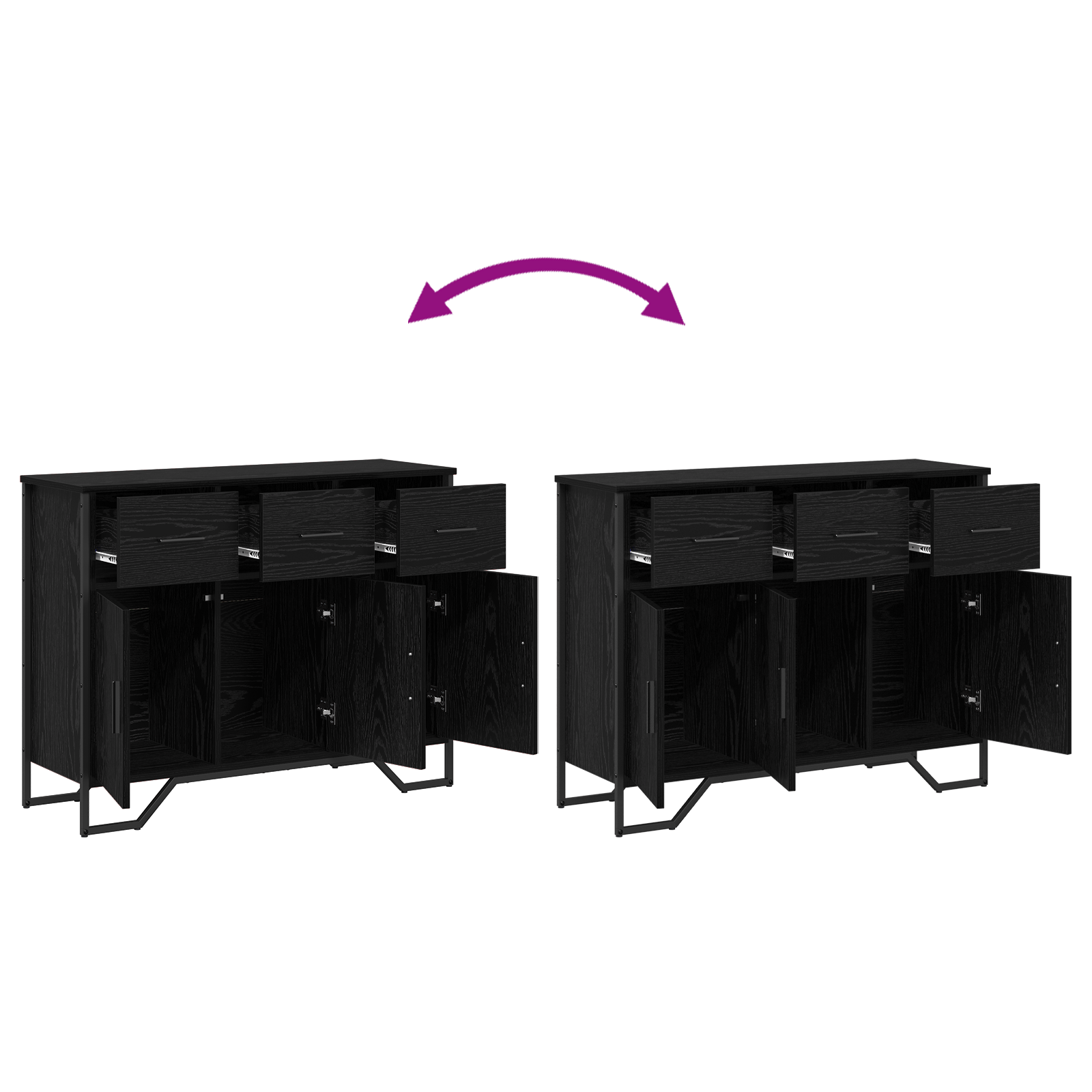 Bufet din stejar negru 97x32.5x74.5 cm Lemn prelucrat — imaginea 10