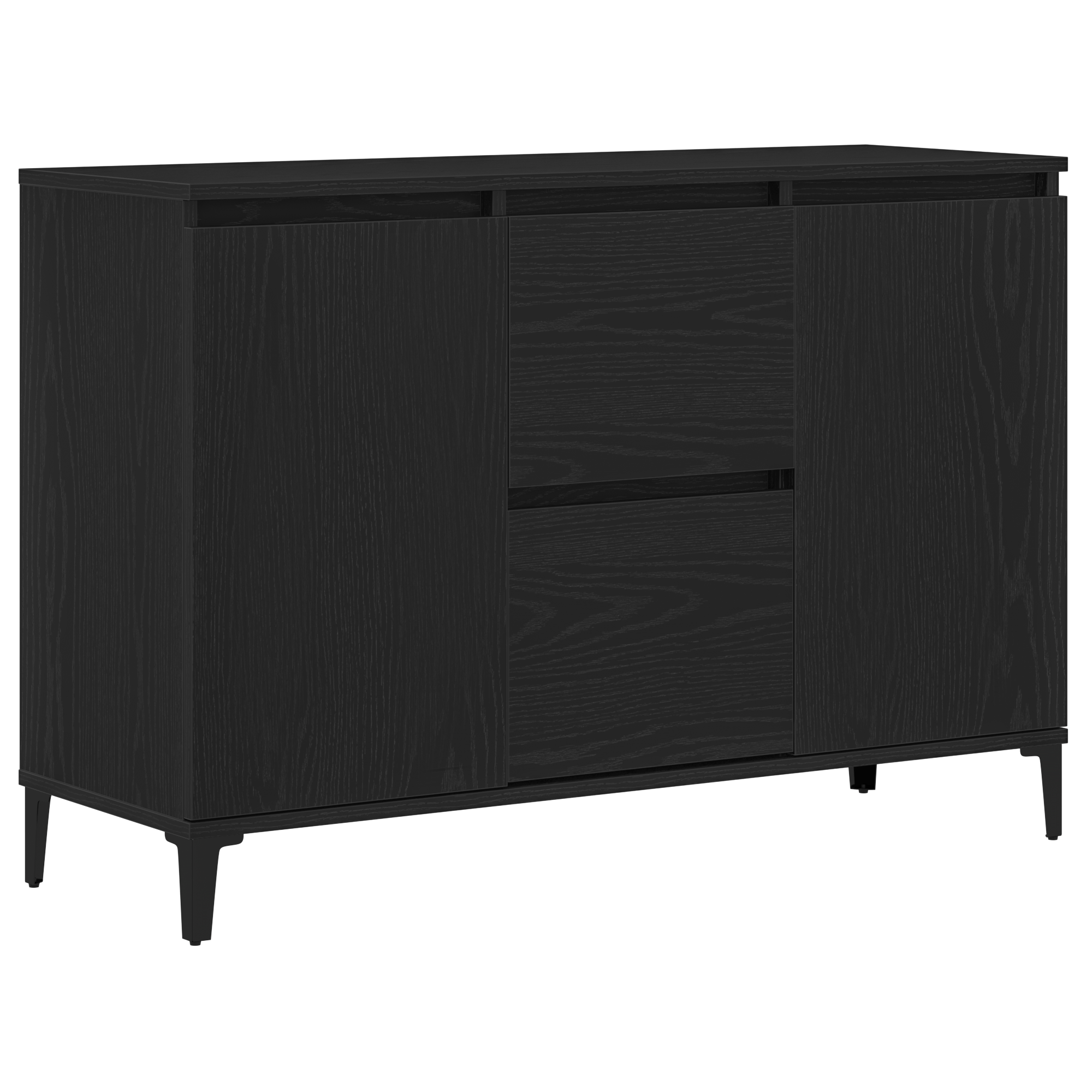 Bufet Negru Stejar 104x35x70 cm din Lemn Compozit — imaginea 2