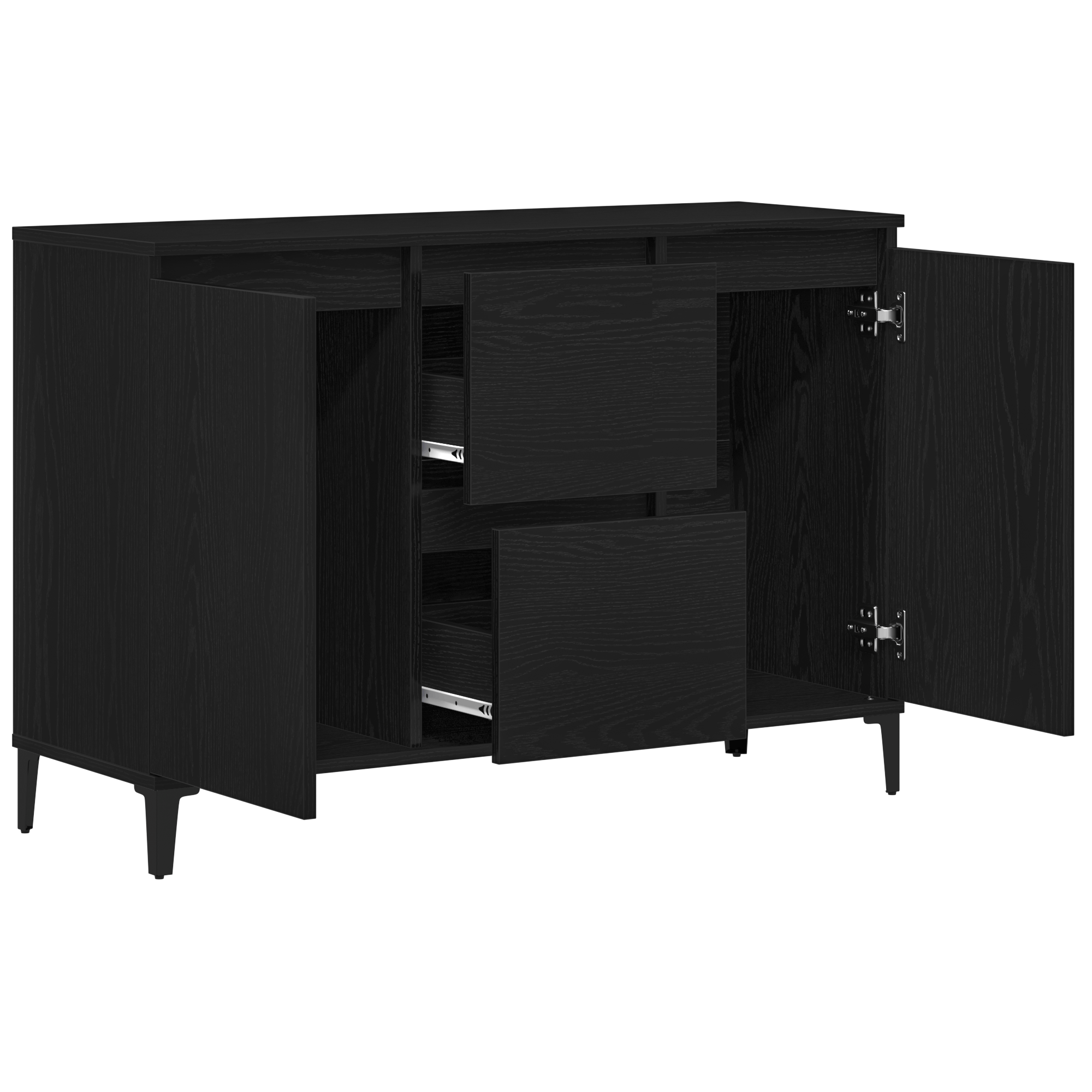 Bufet Negru Stejar 104x35x70 cm din Lemn Compozit — imaginea 5