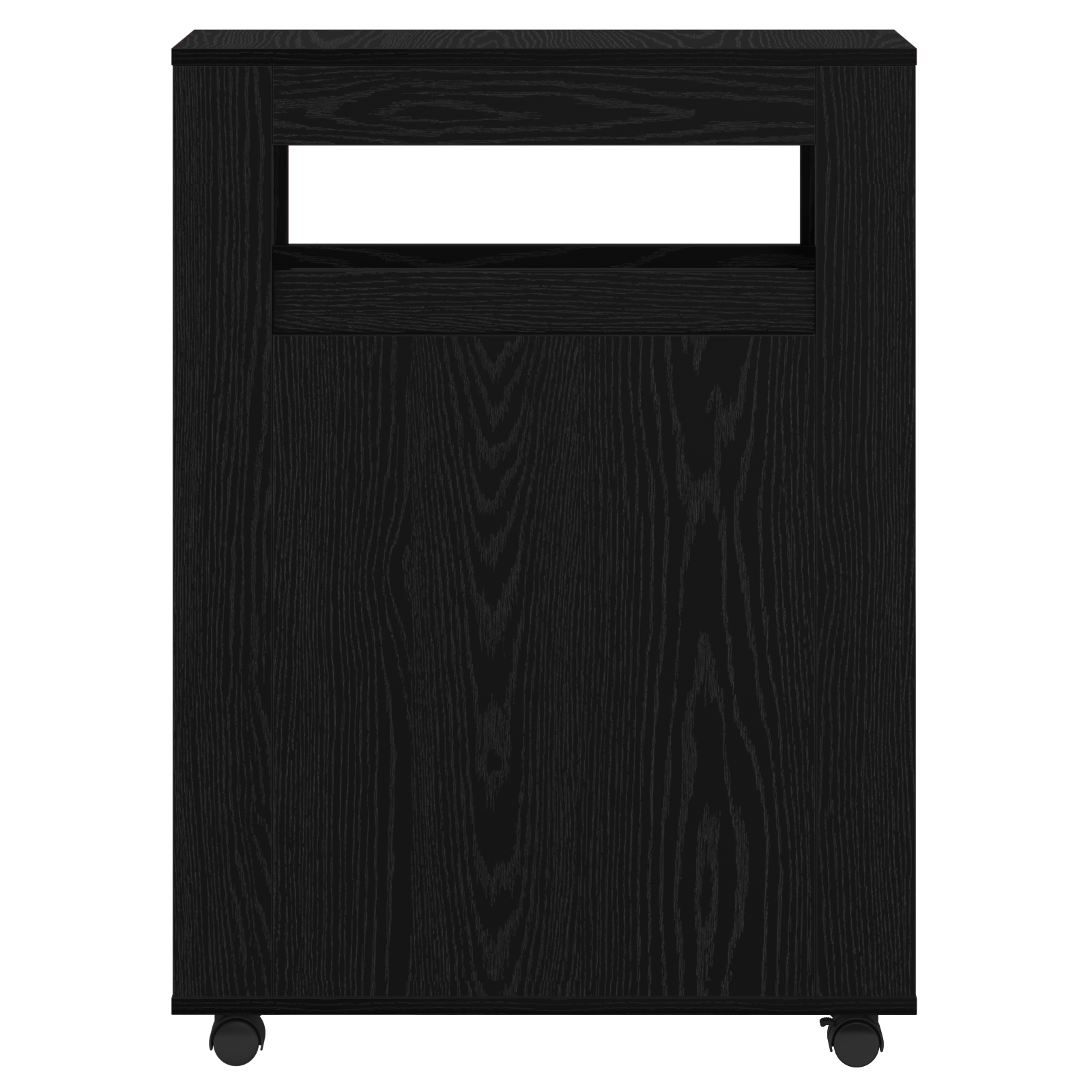 Cabinet de Baie Ingust cu Roti Stejar Negru Lemn Ingineresc — imaginea 5