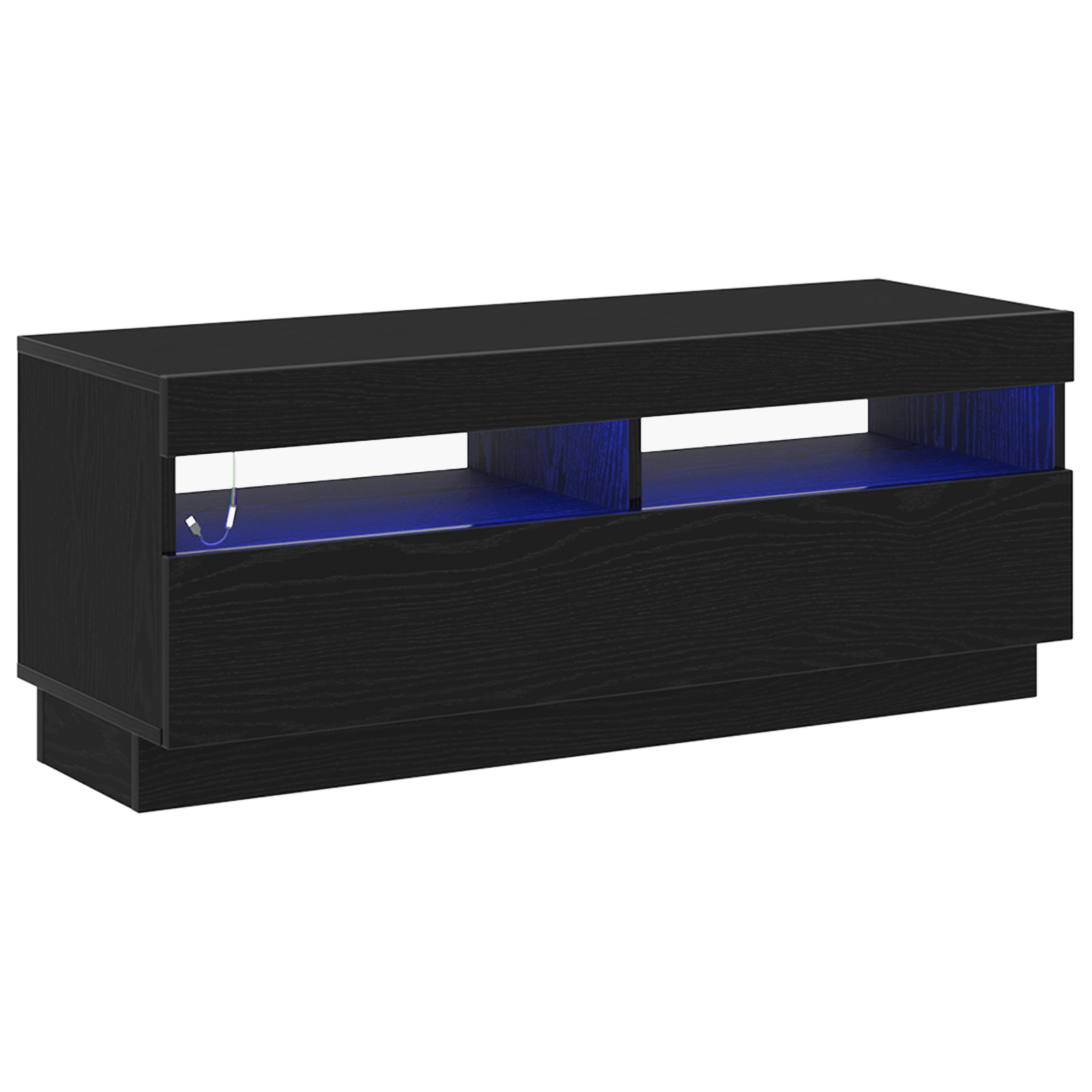 Dulap TV cu lumini LED Stejar Negru 100x35x40 cm Lemn prelucrat — imaginea 5