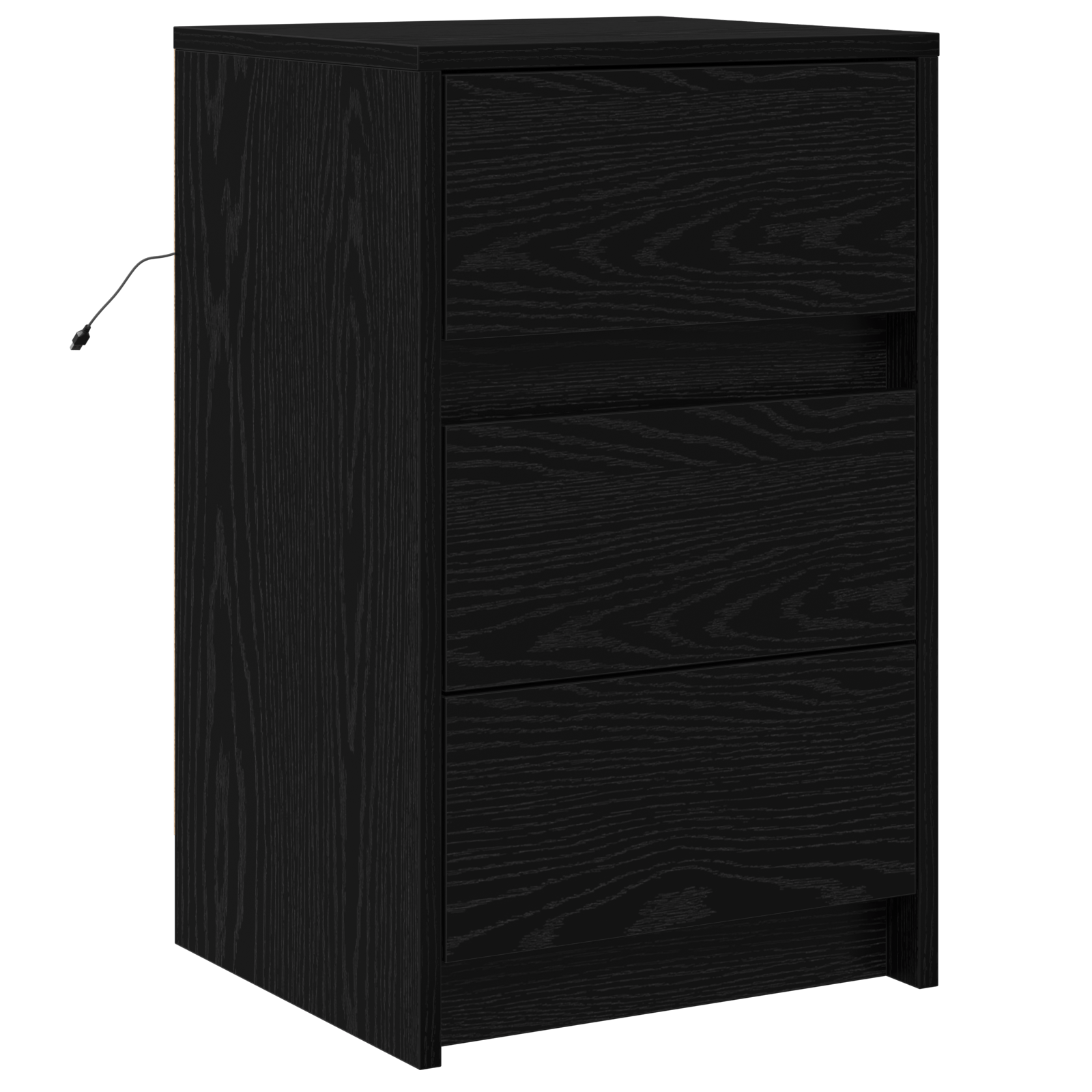 Casuta de noptiera cu lumini LED Stejar Negru Lemn prelucrat — imaginea 2
