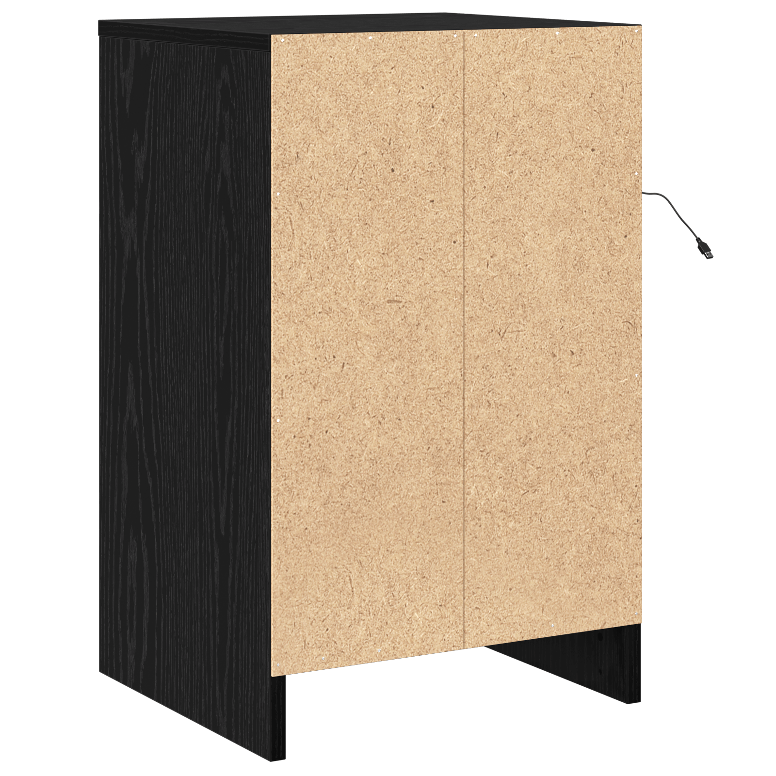 Casuta de noptiera cu lumini LED Stejar Negru Lemn prelucrat — imaginea 8