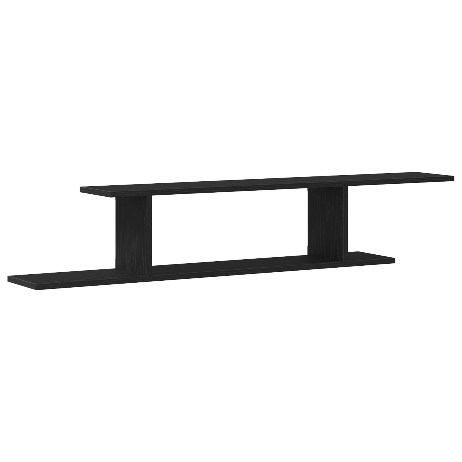 Raft TV de perete Negru Stejar 125x18x23 cm din lemn — imaginea 2