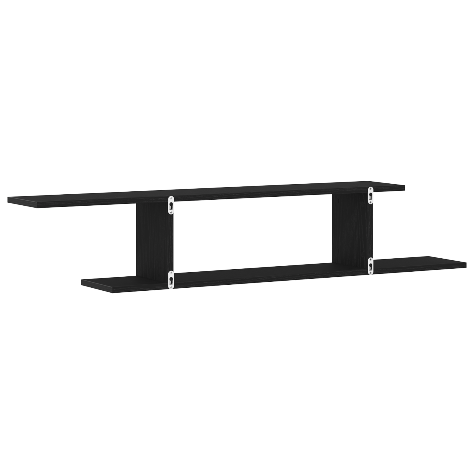 Raft TV de perete Negru Stejar 125x18x23 cm din lemn — imaginea 5