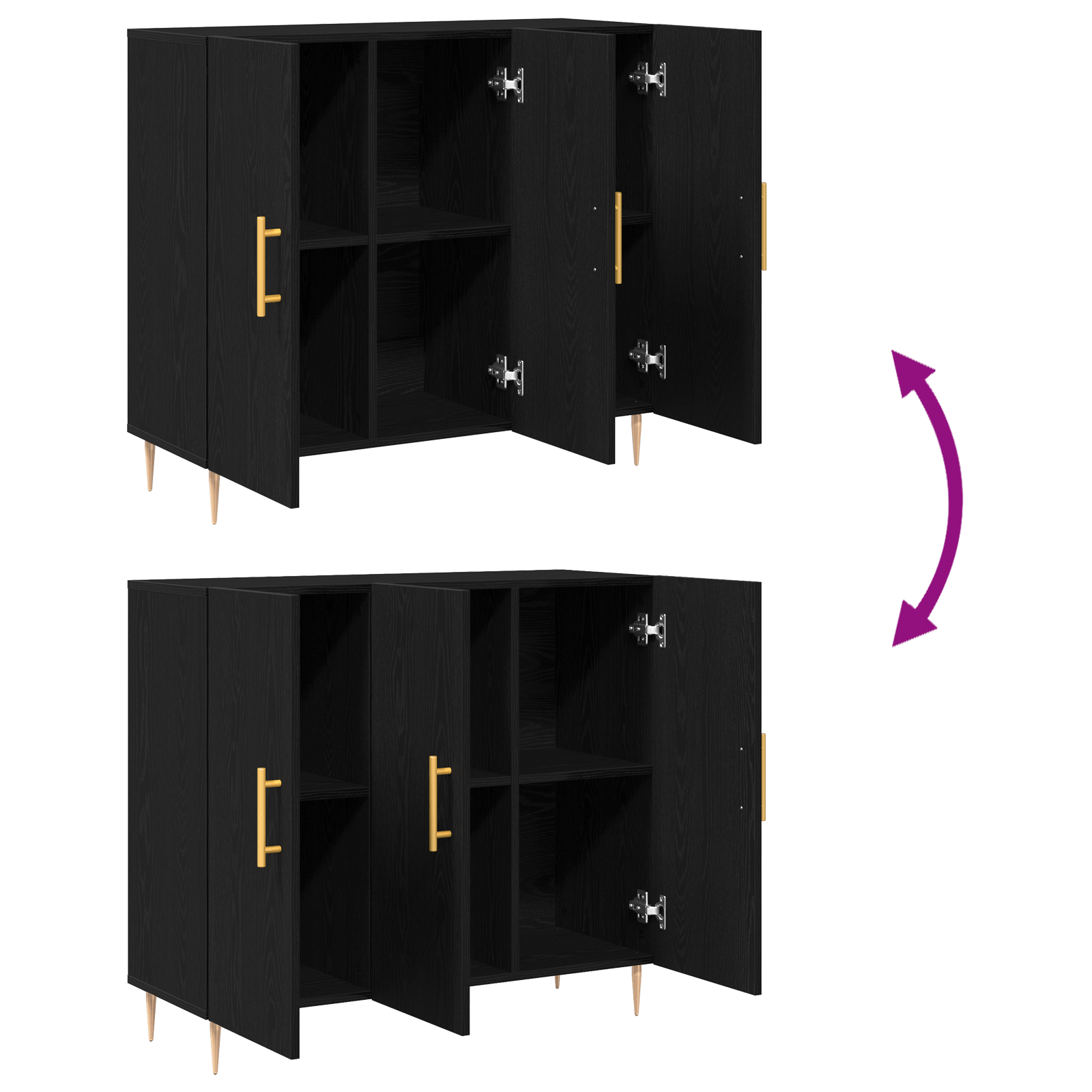 Bufet Negru din Stejar 90x34x80 cm din Lemn Stratificat — imaginea 11