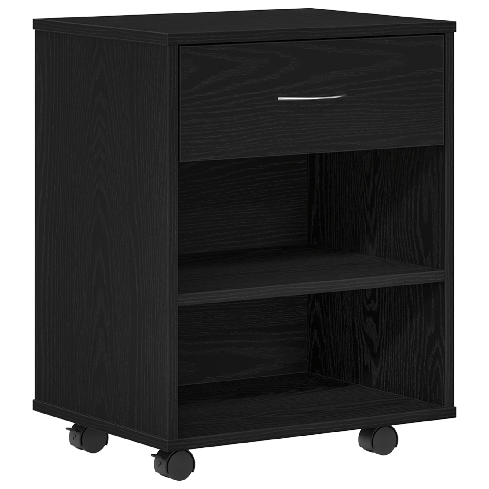 Cabitica rulabila Negru de stejar 46x36x59 cm din lemn prelucrat — imaginea 2