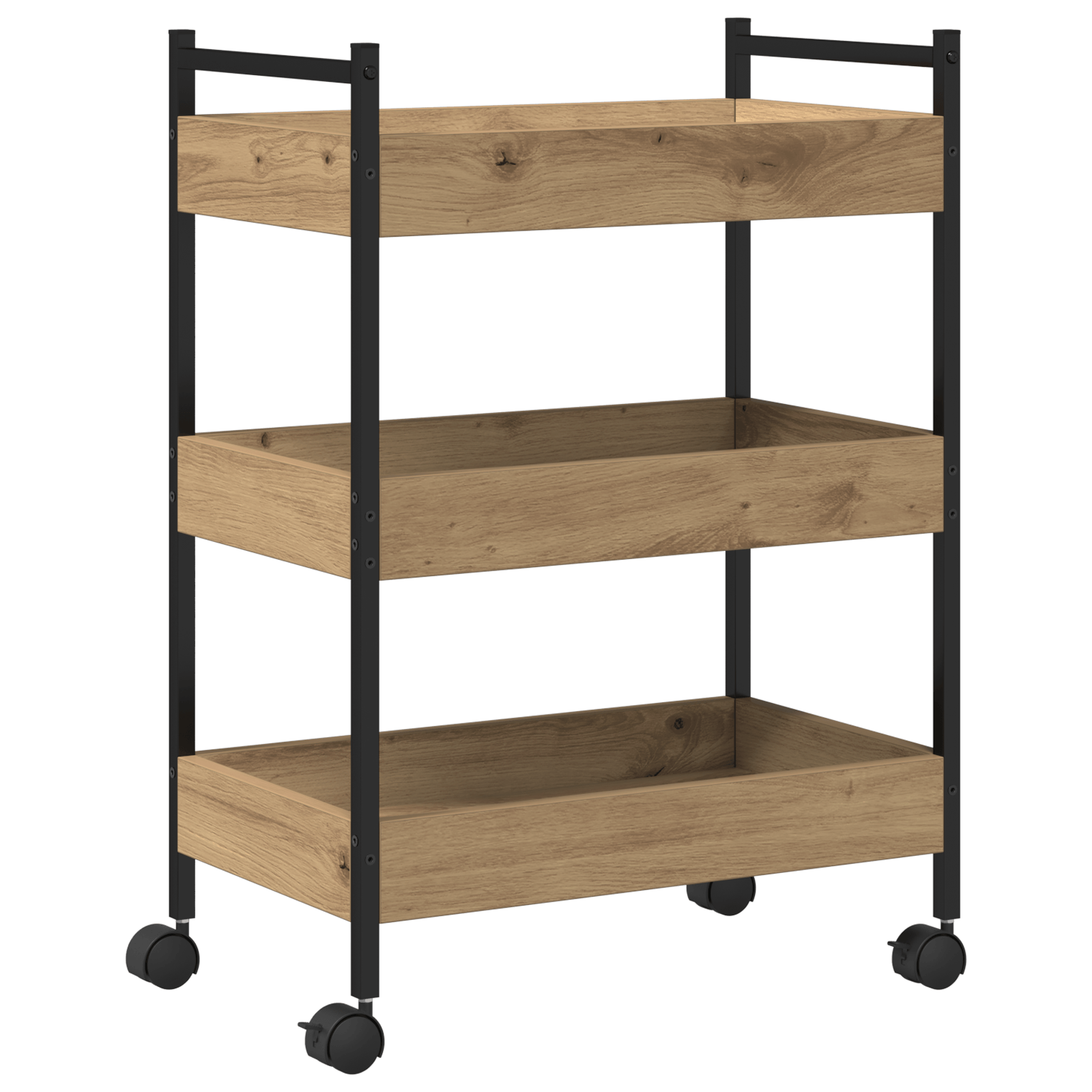 Carucior bucatarie, stejar artizanal 50x30x70 cm lemn prelucrat — imaginea 2