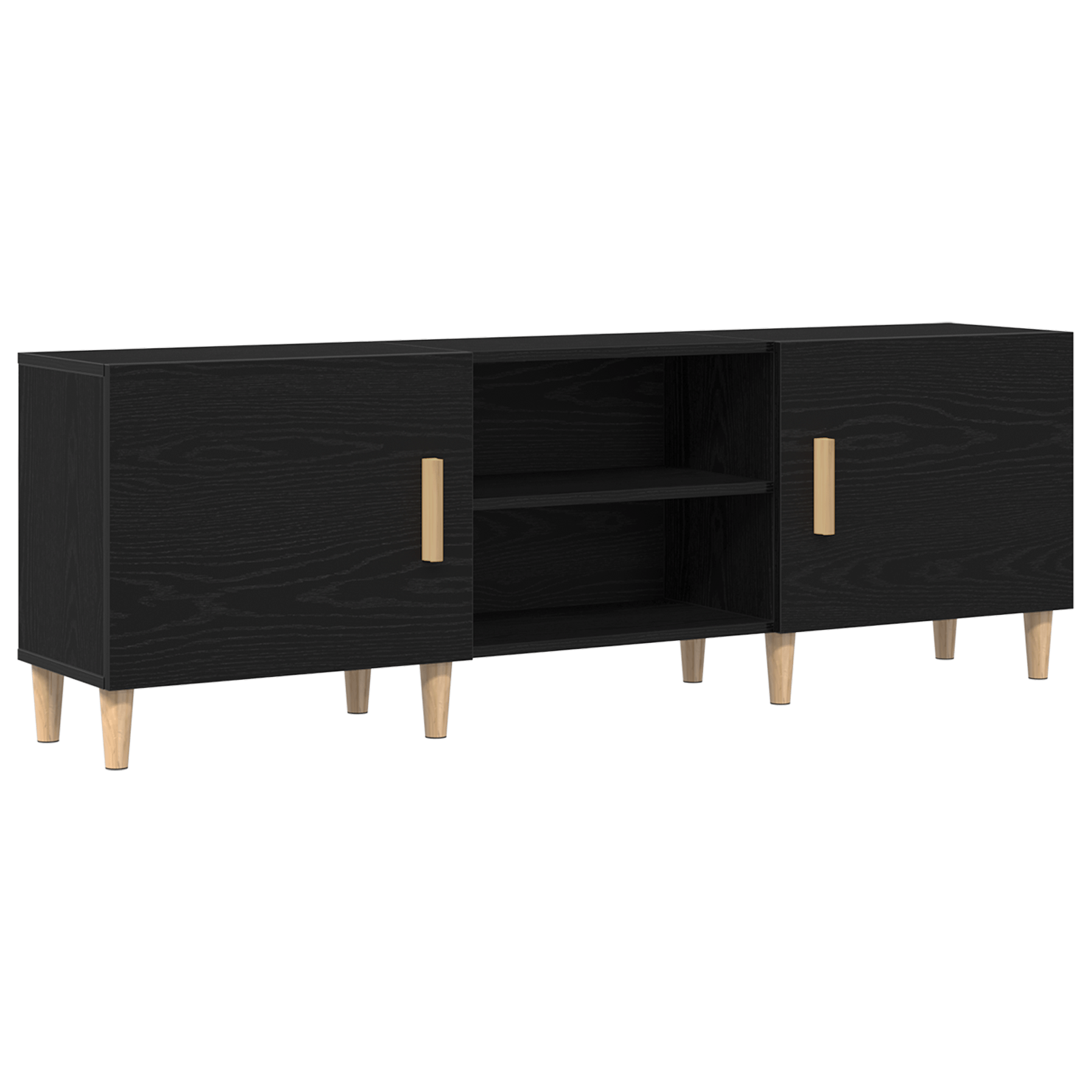 Suport TV - Stejar Negru, 150x30x50 cm, Fabricat din Lemn Agloerat — imaginea 2