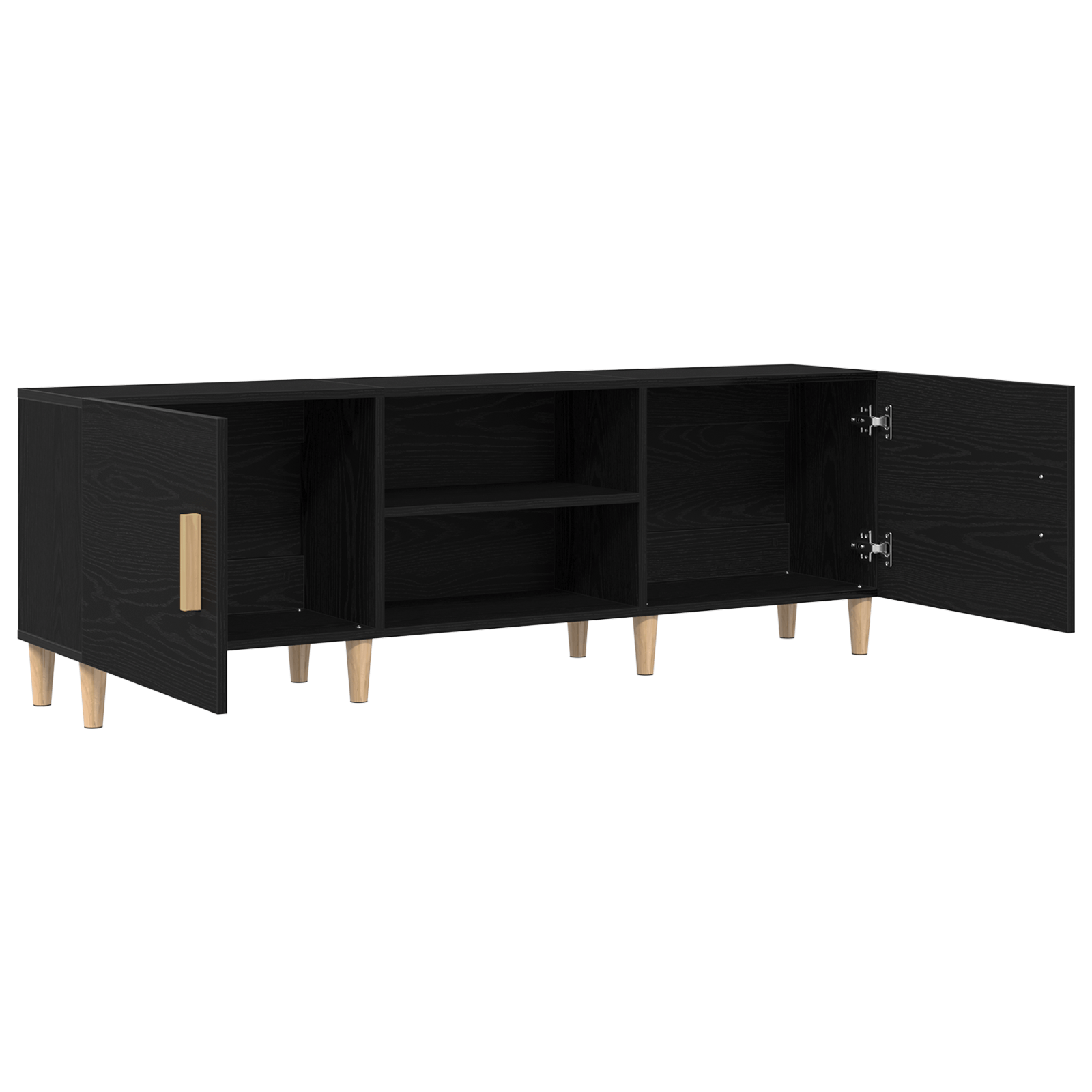 Suport TV - Stejar Negru, 150x30x50 cm, Fabricat din Lemn Agloerat — imaginea 5