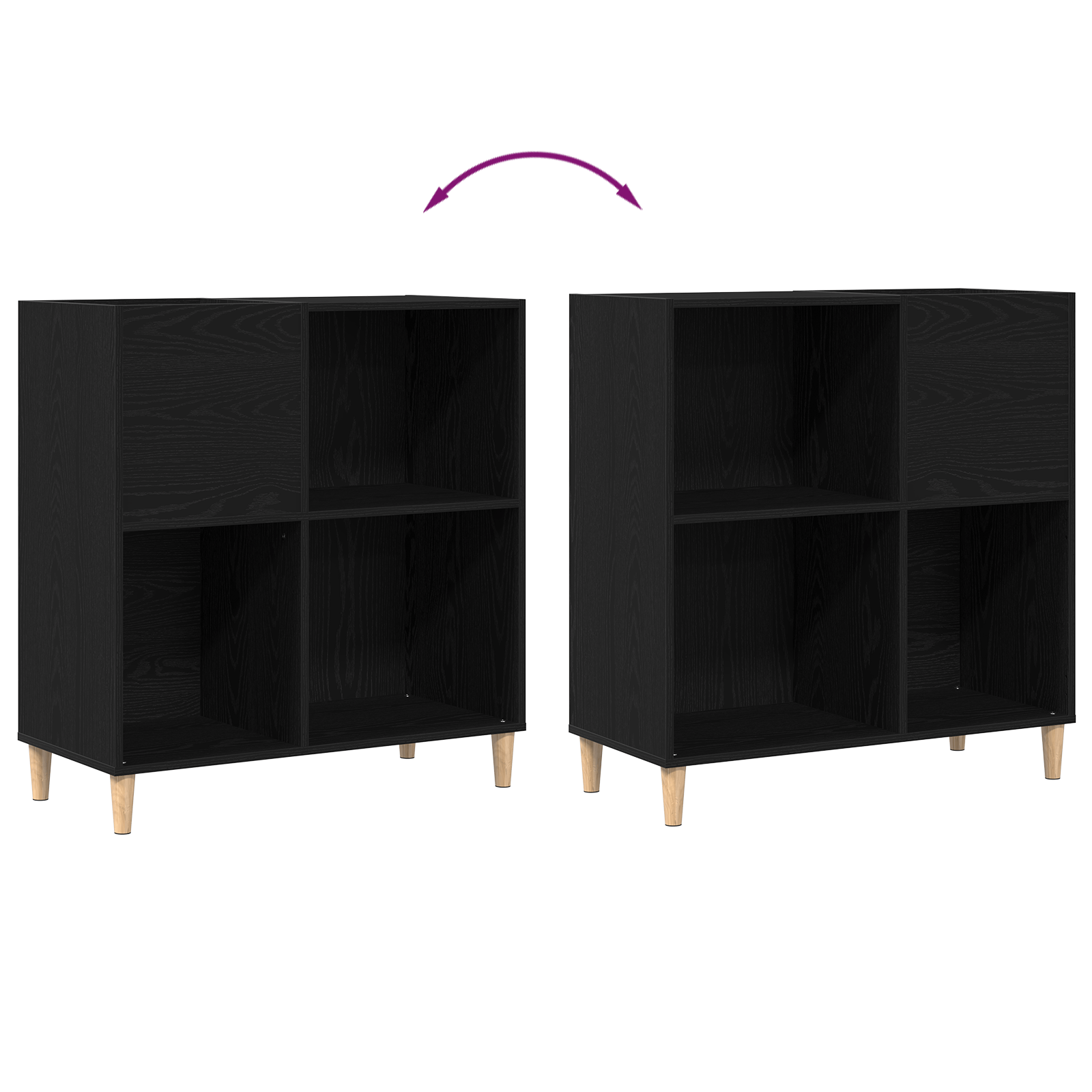 Dulap pentru discuri, stejar negru 84,5x38x89 cm lemn prelucrat — imaginea 6