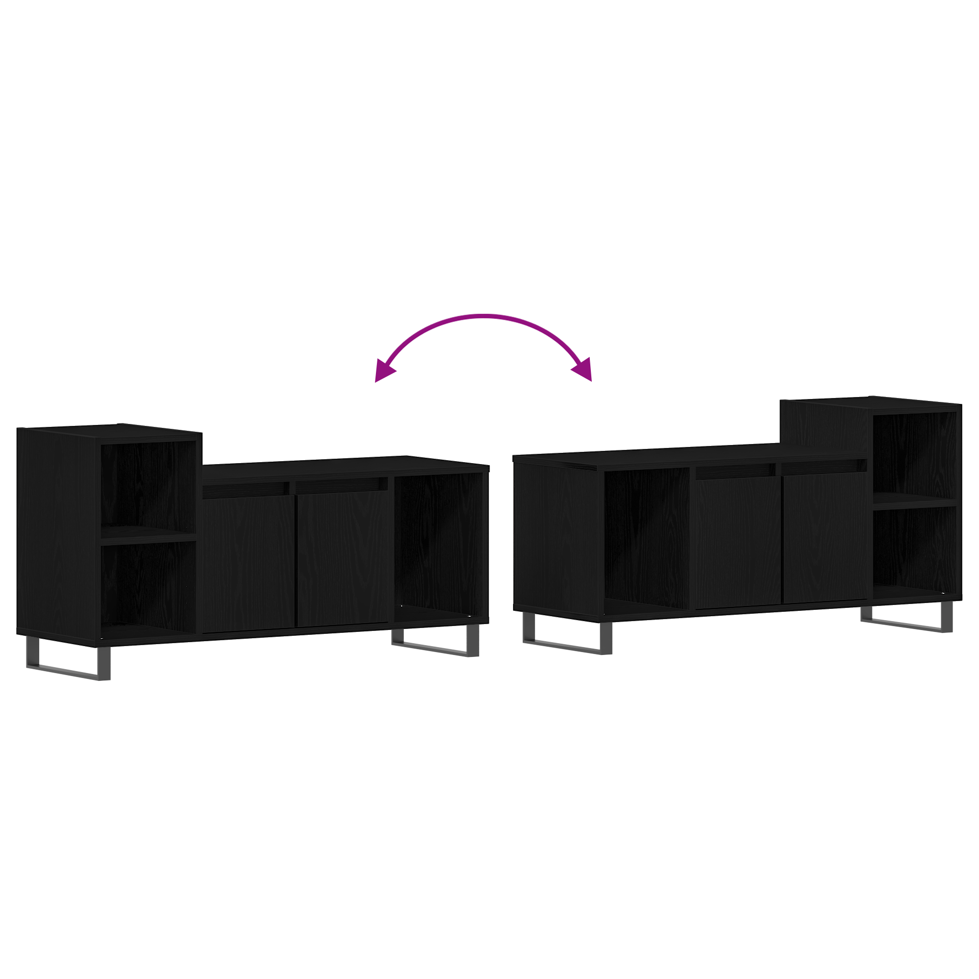 Corp TV Negru Stejar 100x35x55 cm Lemn prelucrat — imaginea 10