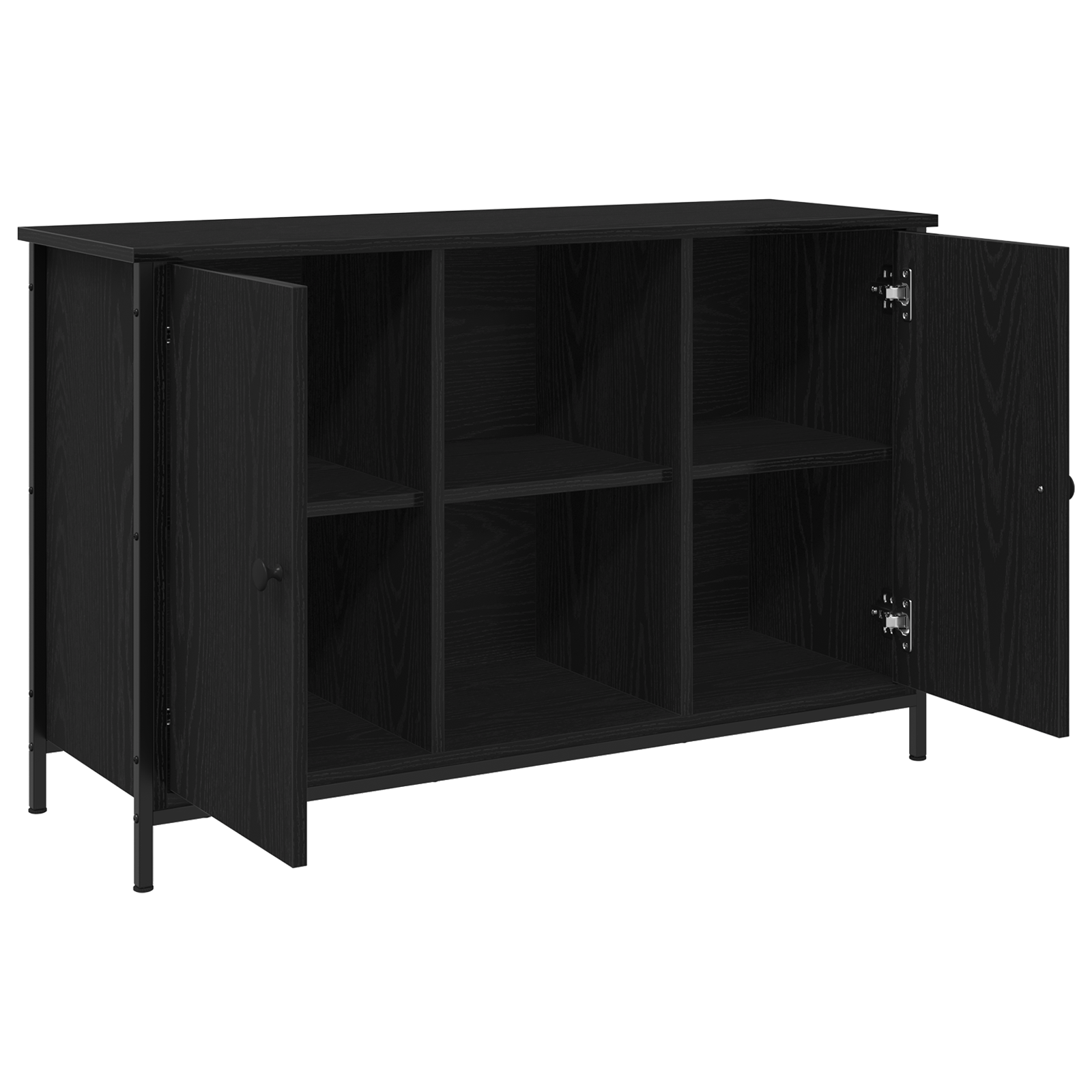 Dulap TV, stejar negru, 101x35x65 cm, lemn prelucrat & otel — imaginea 3