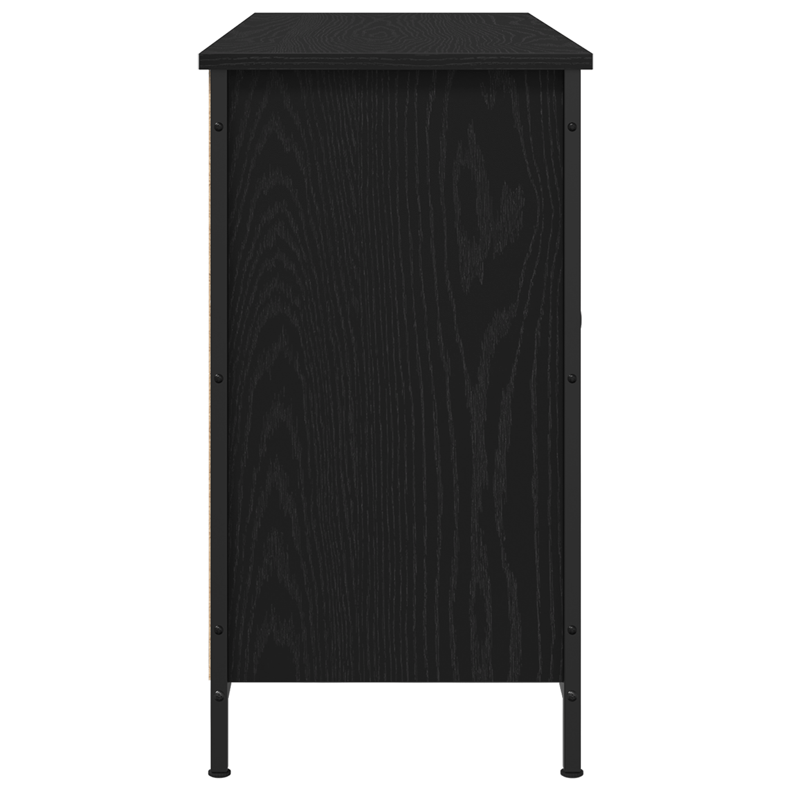 Dulap TV, stejar negru, 101x35x65 cm, lemn prelucrat & otel — imaginea 4