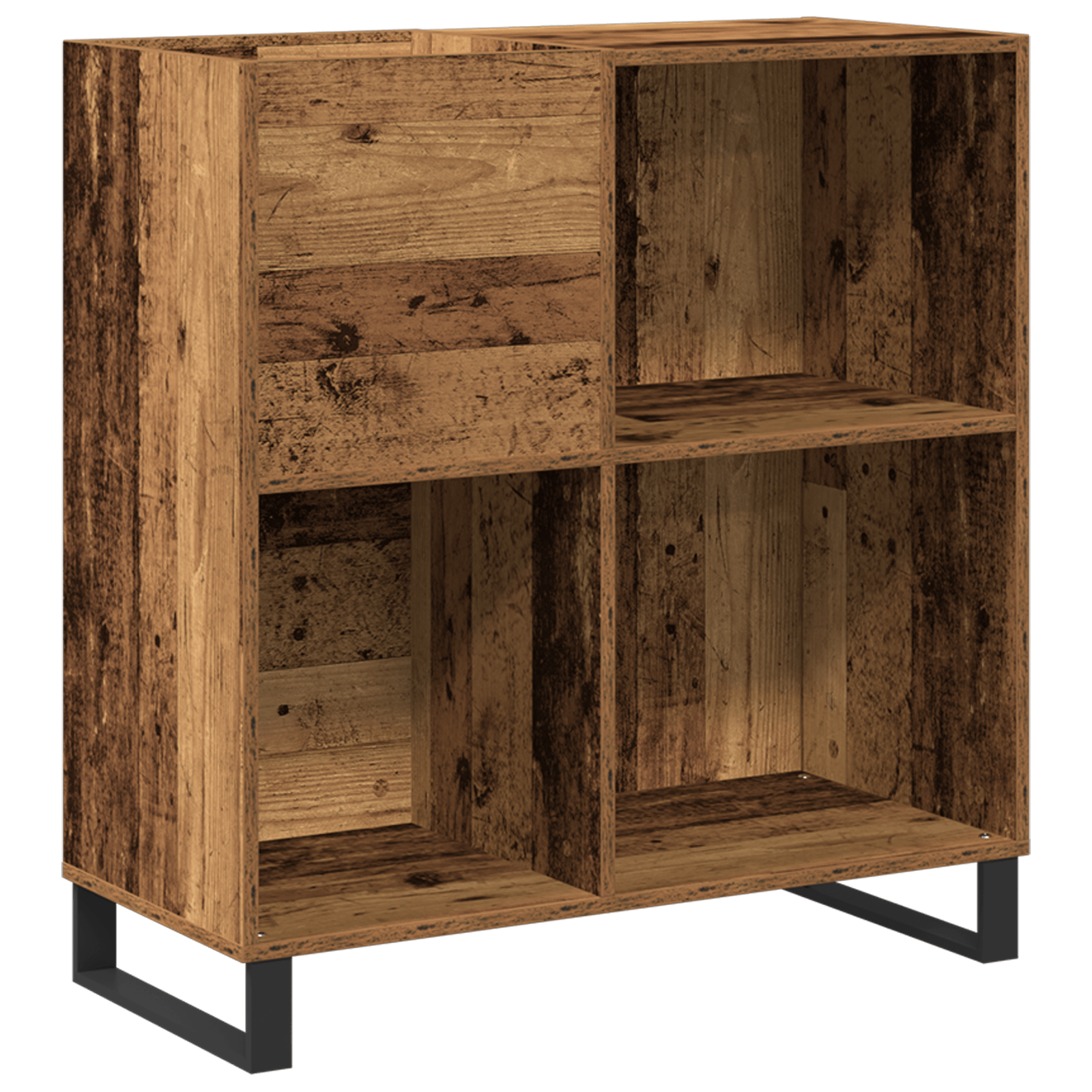 Dulap de discuri, stejar artizanal 84,5x38x89 cm lemn prelucrat — imaginea 2
