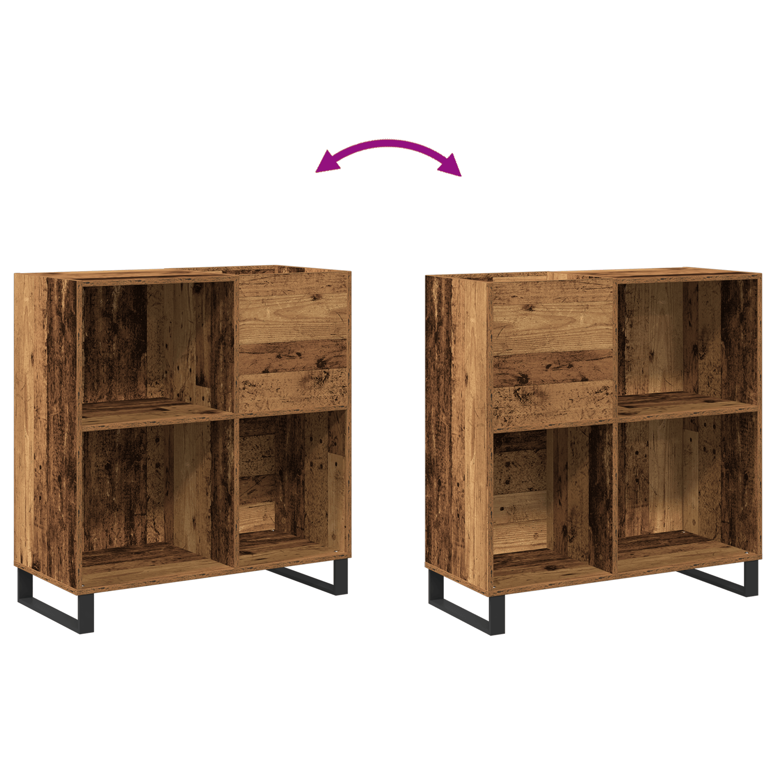 Dulap de discuri, stejar artizanal 84,5x38x89 cm lemn prelucrat — imaginea 6