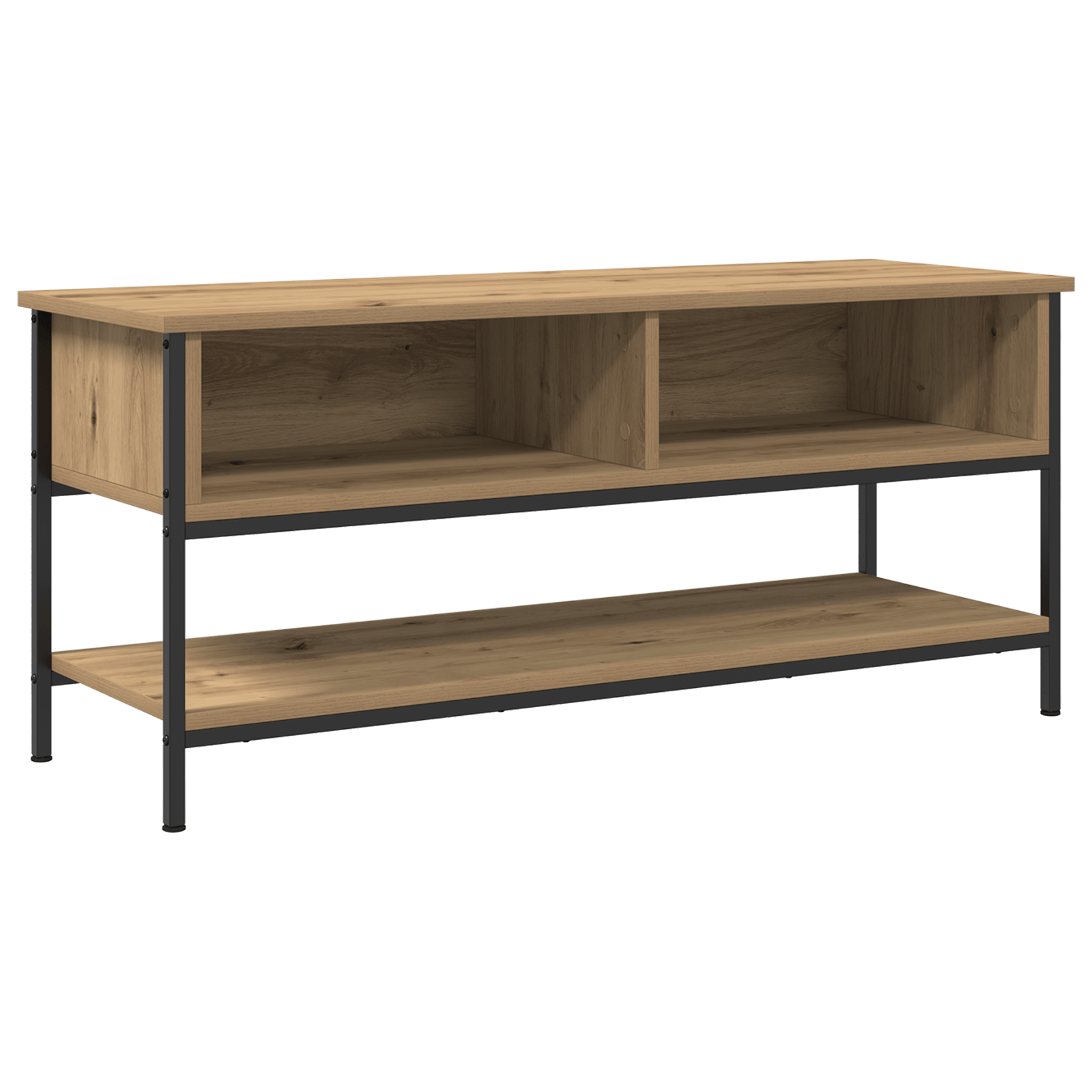 Dulap TV, stejar artizanal, 100x35x45 cm, lemn prelucrat & otel — imaginea 2