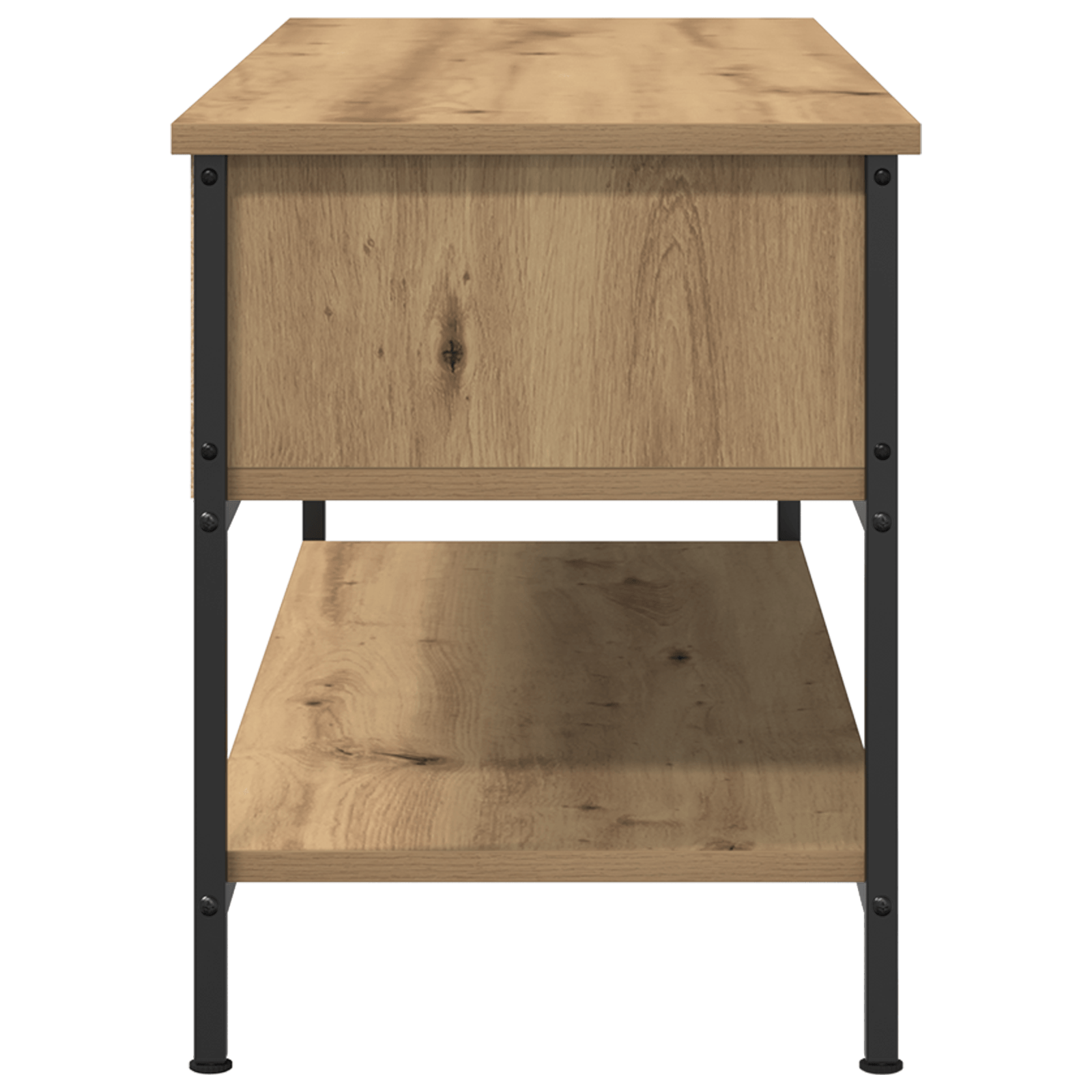 Dulap TV, stejar artizanal, 100x35x45 cm, lemn prelucrat & otel — imaginea 6