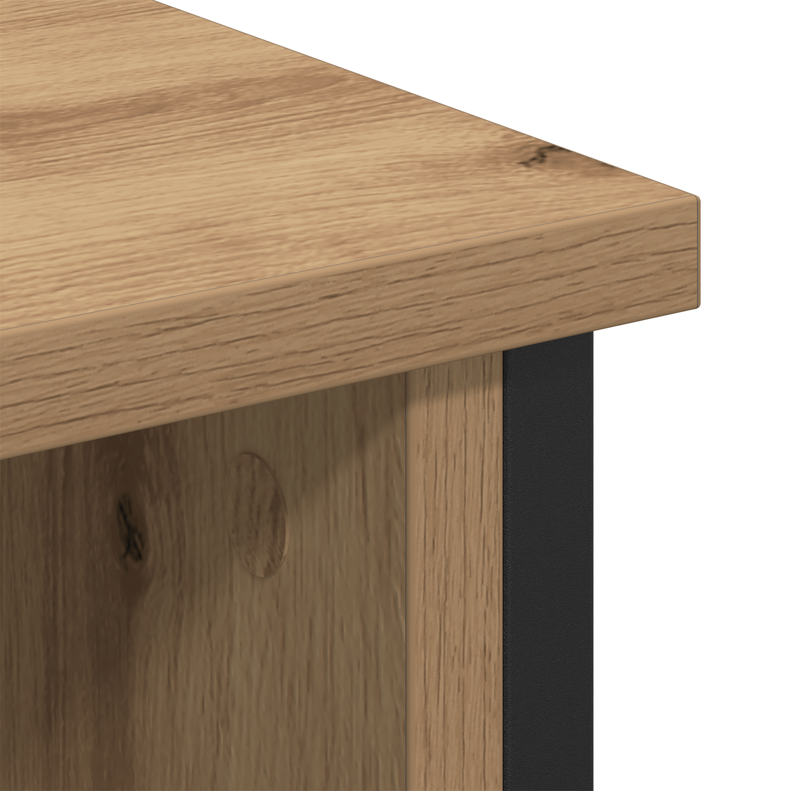 Dulap TV, stejar artizanal, 100x35x45 cm, lemn prelucrat & otel — imaginea 8