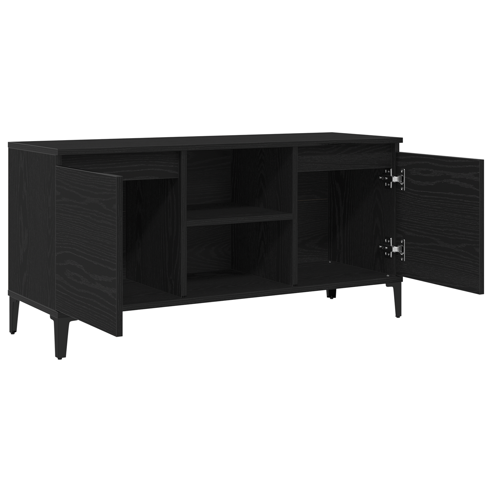 Dulap TV Negru Stejar 102x35x50 cm Lemn Prelucrat — imaginea 5