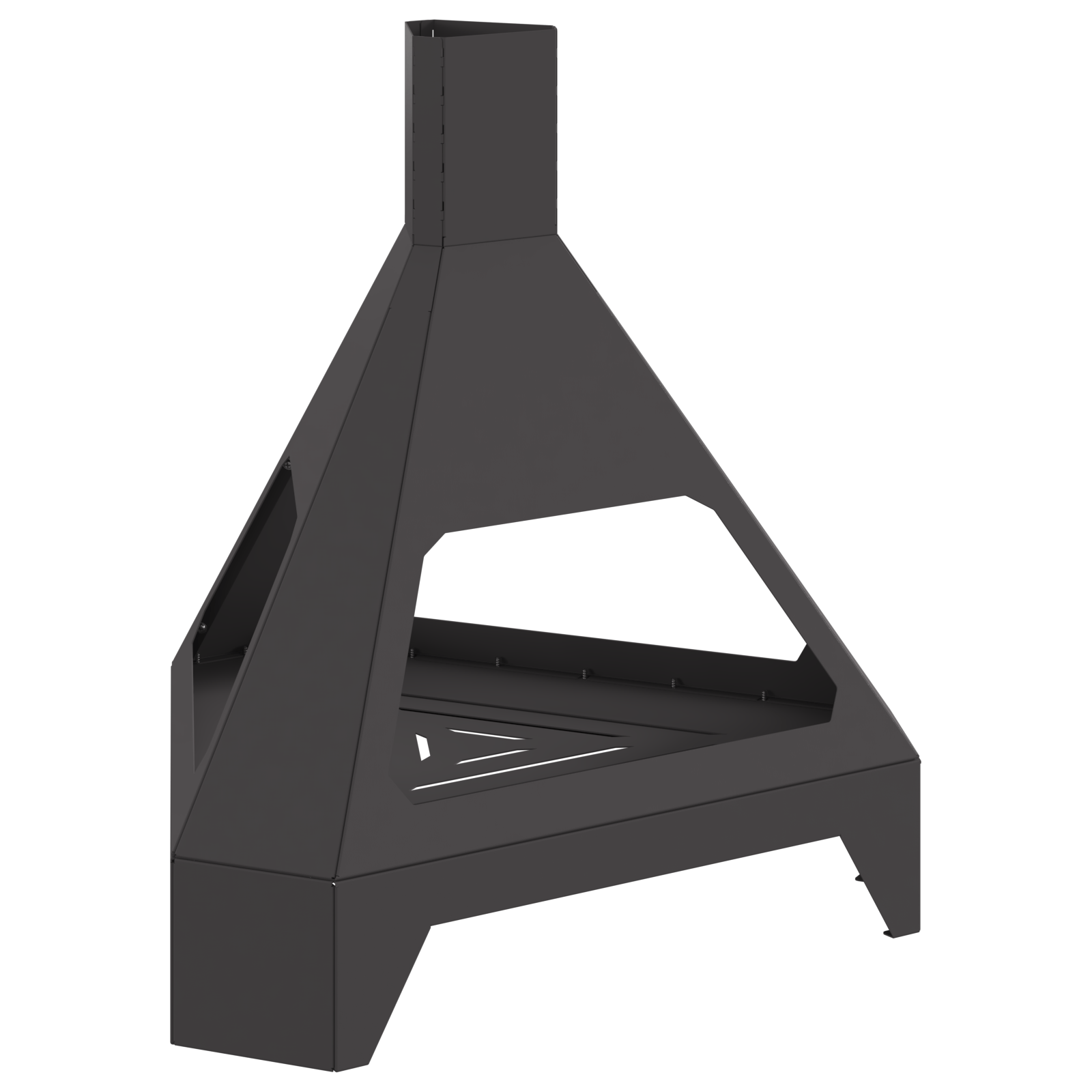 Vatra de foc cu horn, negru, 50x43x52 cm, otel — imaginea 2