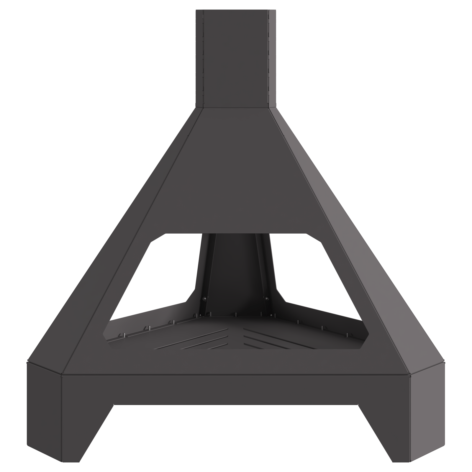 Vatra de foc cu horn, negru, 50x43x52 cm, otel — imaginea 4