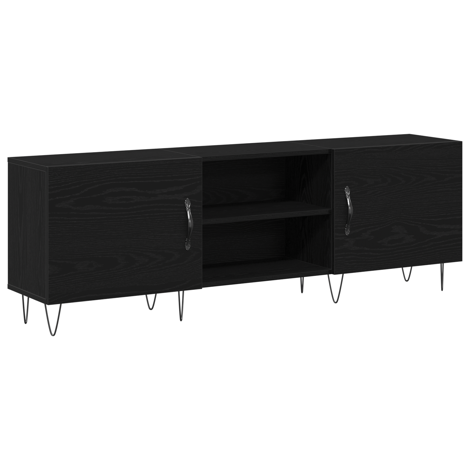 Dulap TV, stejar negru, 150x30x50 cm, lemn prelucrat — imaginea 2
