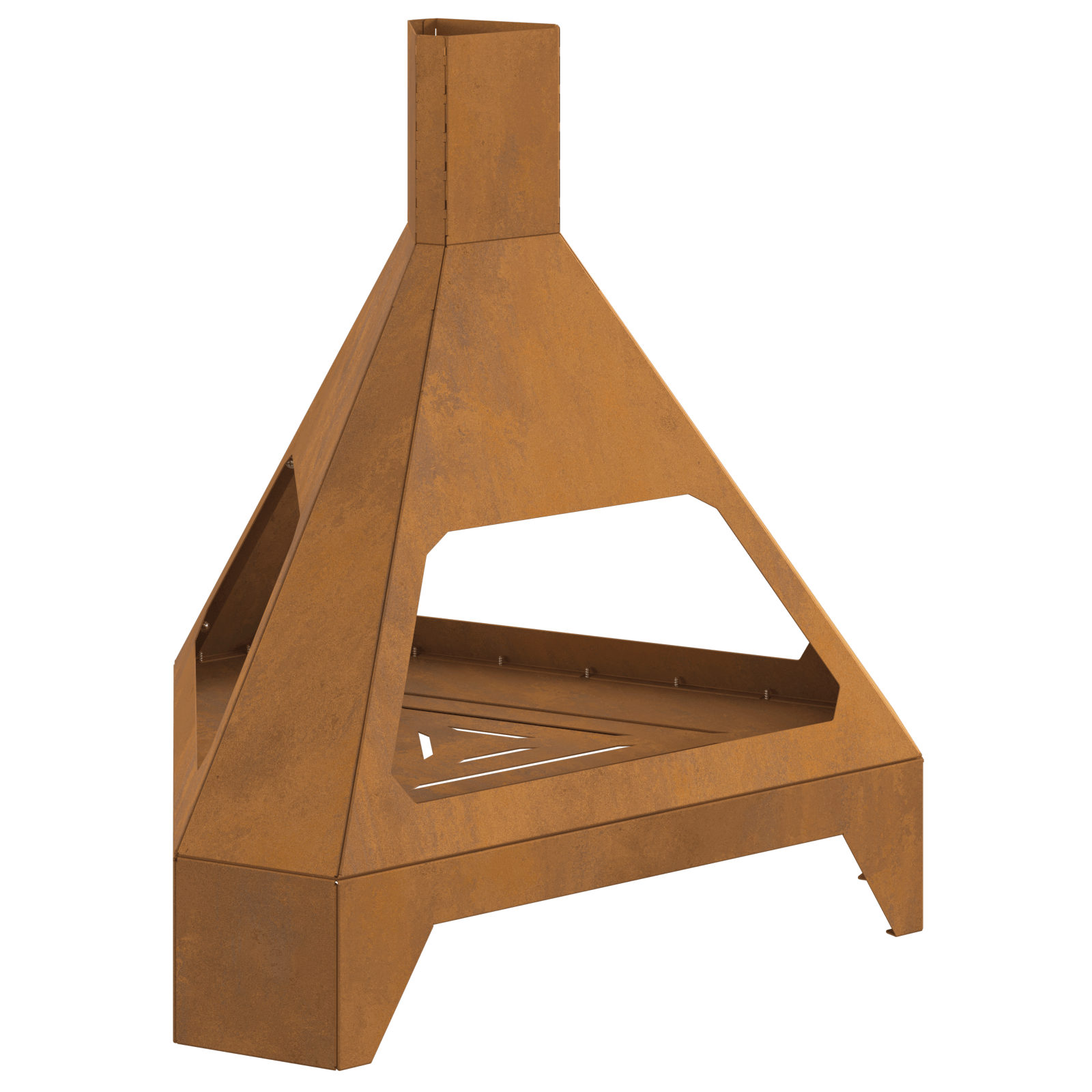 Vatra de foc cu horn, 50x43x52 cm, otel corten