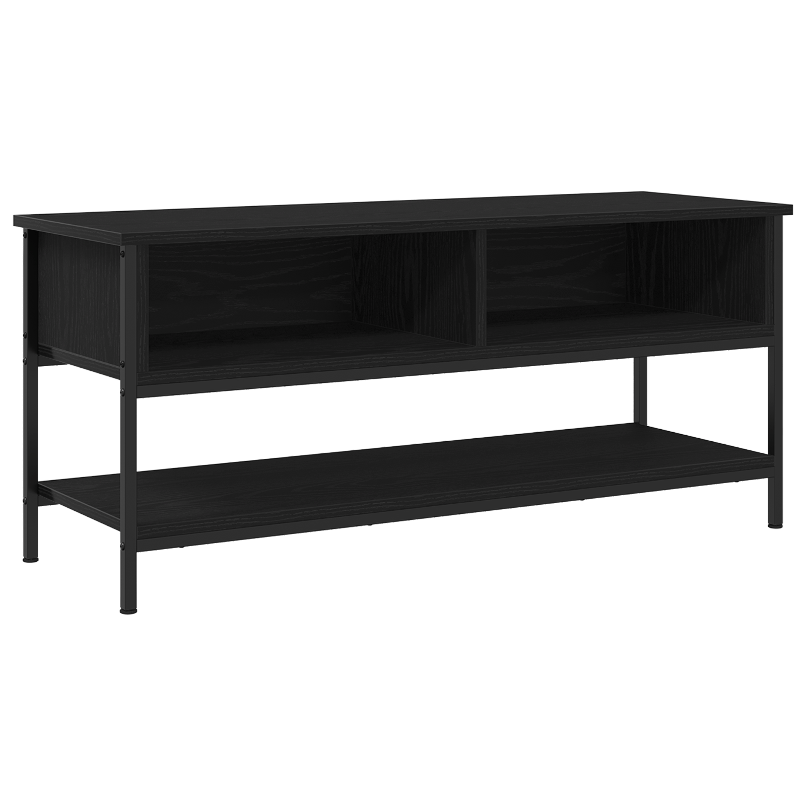 Dulap TV, stejar negru, 100x35x45 cm, lemn prelucrat & otel — imaginea 2