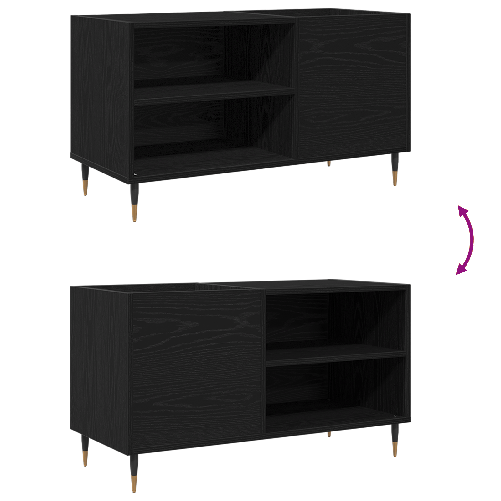 Dulap pentru discuri, stejar negru 84,5x38x48 cm lemn prelucrat — imaginea 9